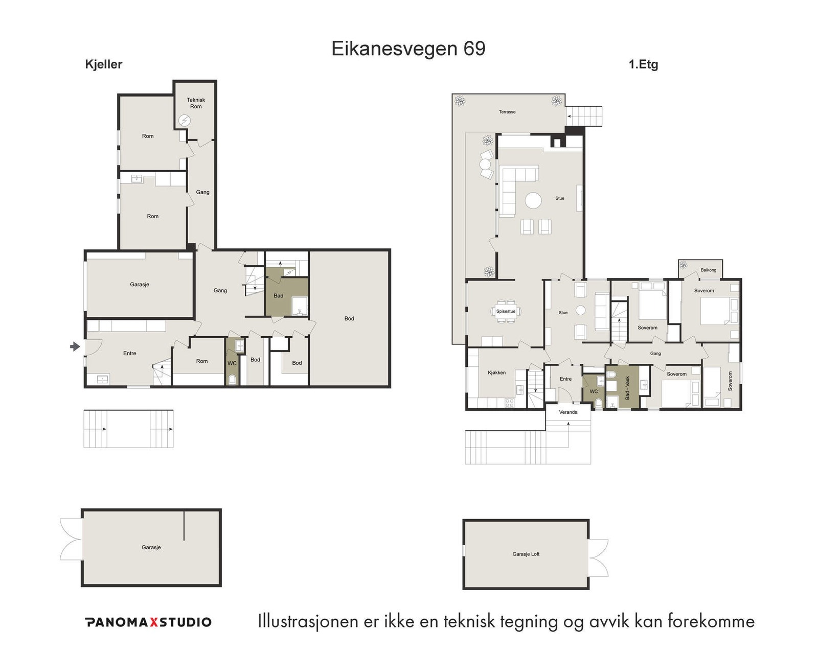 Plantegning Eikanesvegen 69. Galleribilde