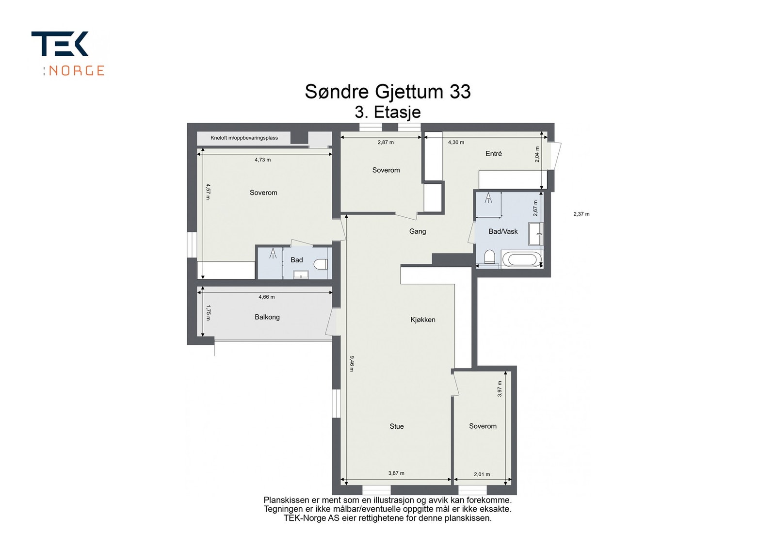 Plantegning Søndre Gjettum 33. Galleribilde