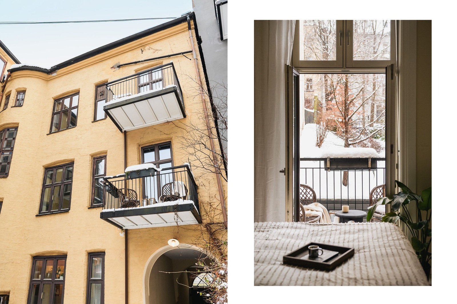 Direkte utgang til balkong og rolig gårdsrom via doble fløydører. Galleribilde