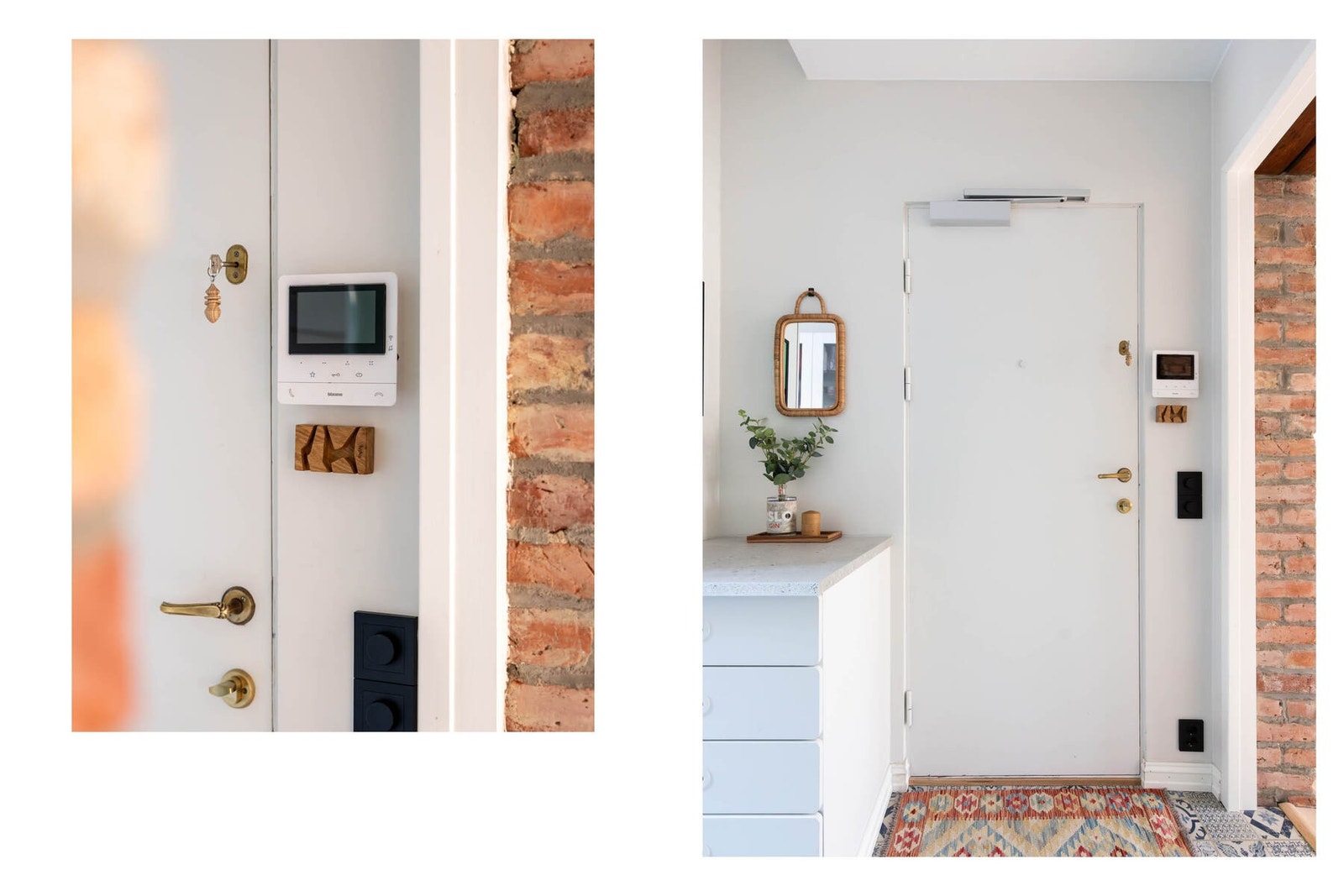 Velkommen inn! Denne lyse og innbydende entréen setter tonen for hele leiligheten med en elegant kombinasjon av funksjonalitet og atmosfære. Galleribilde