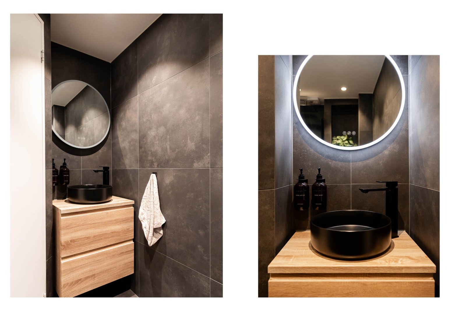 Lekkert bad som er flislagt med delikate overflater og har elektriske varmekabler i gulv, som gir god komfort året rundt. Galleribilde