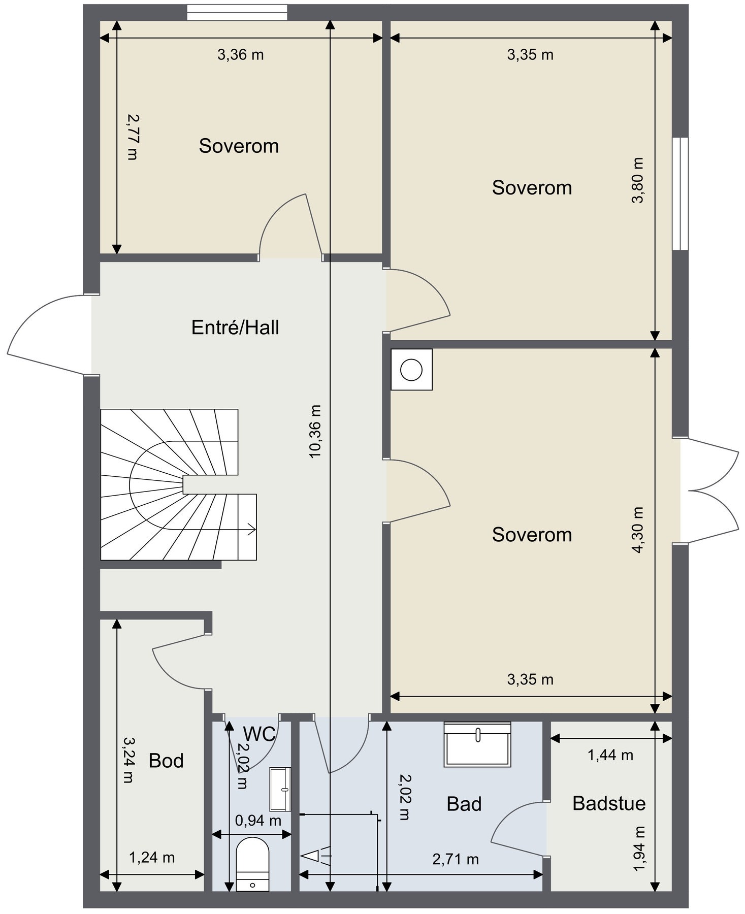 Plantegning u. etg. Galleribilde