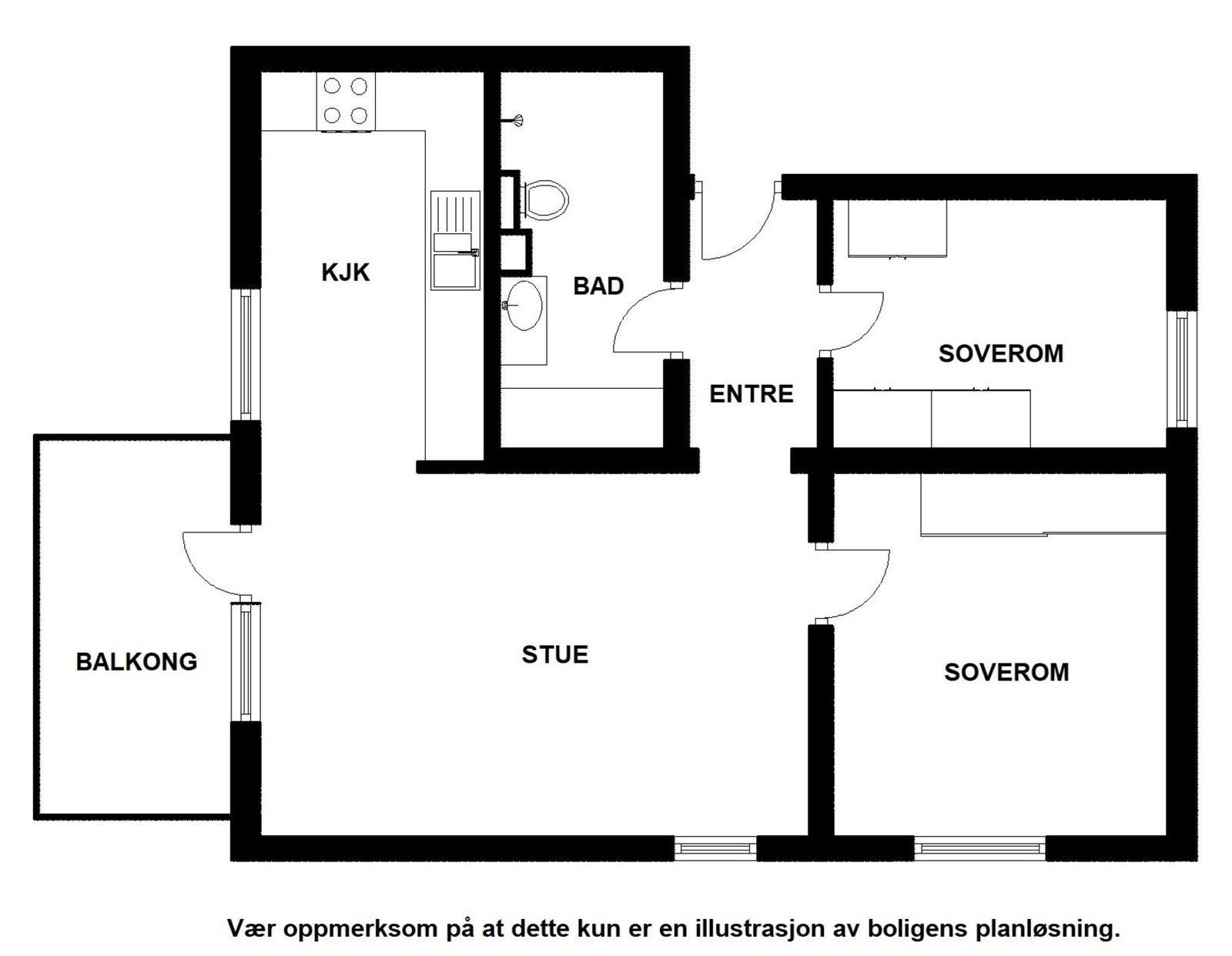 Planskisse. I tillegg disponerer leiligheten loftsbod og kjellerbod. Galleribilde