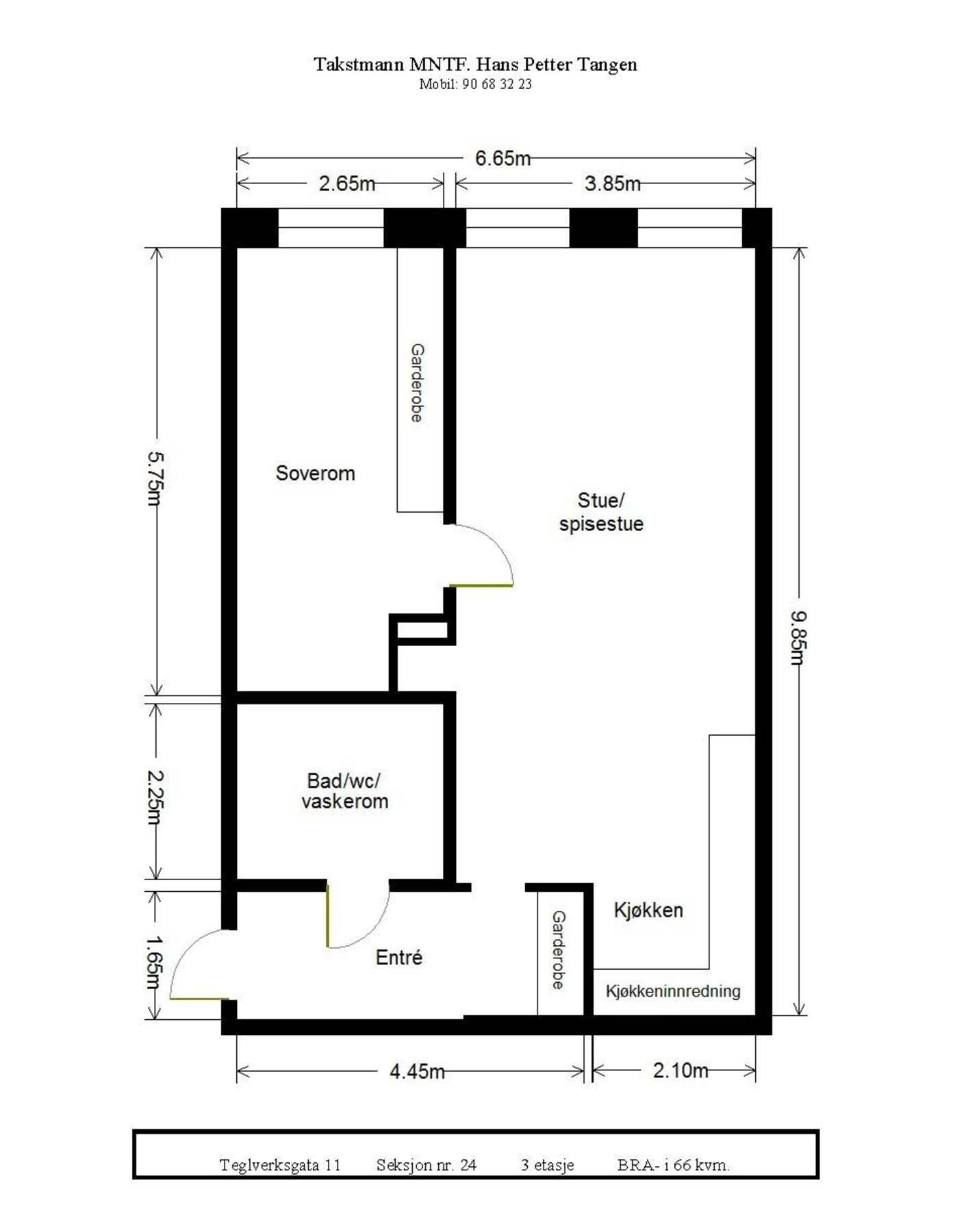 Tegverksgata 11 - Plantegning. Galleribilde