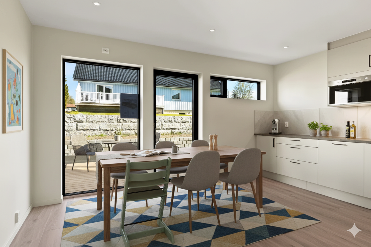 Digitalt møblert kjøkken. Galleribilde