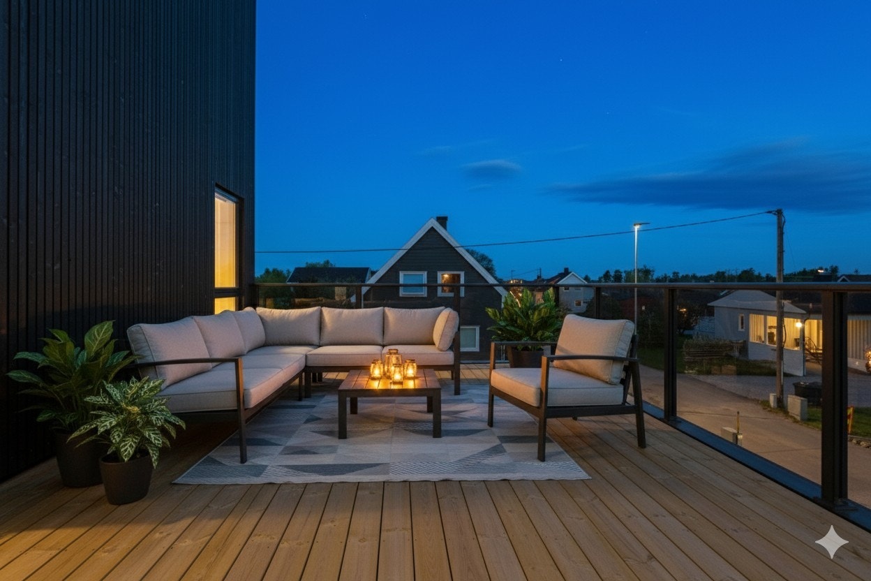 Flott terrasse (med digital møblering) Galleribilde