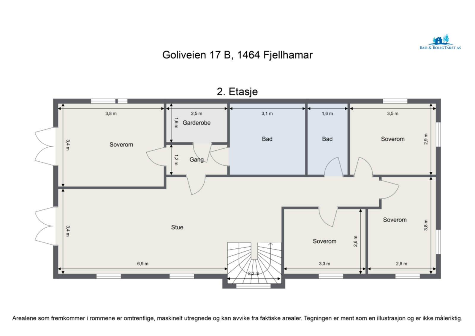 For en ekstra liten oversikt får du først se plantegningen over etasjen. Galleribilde
