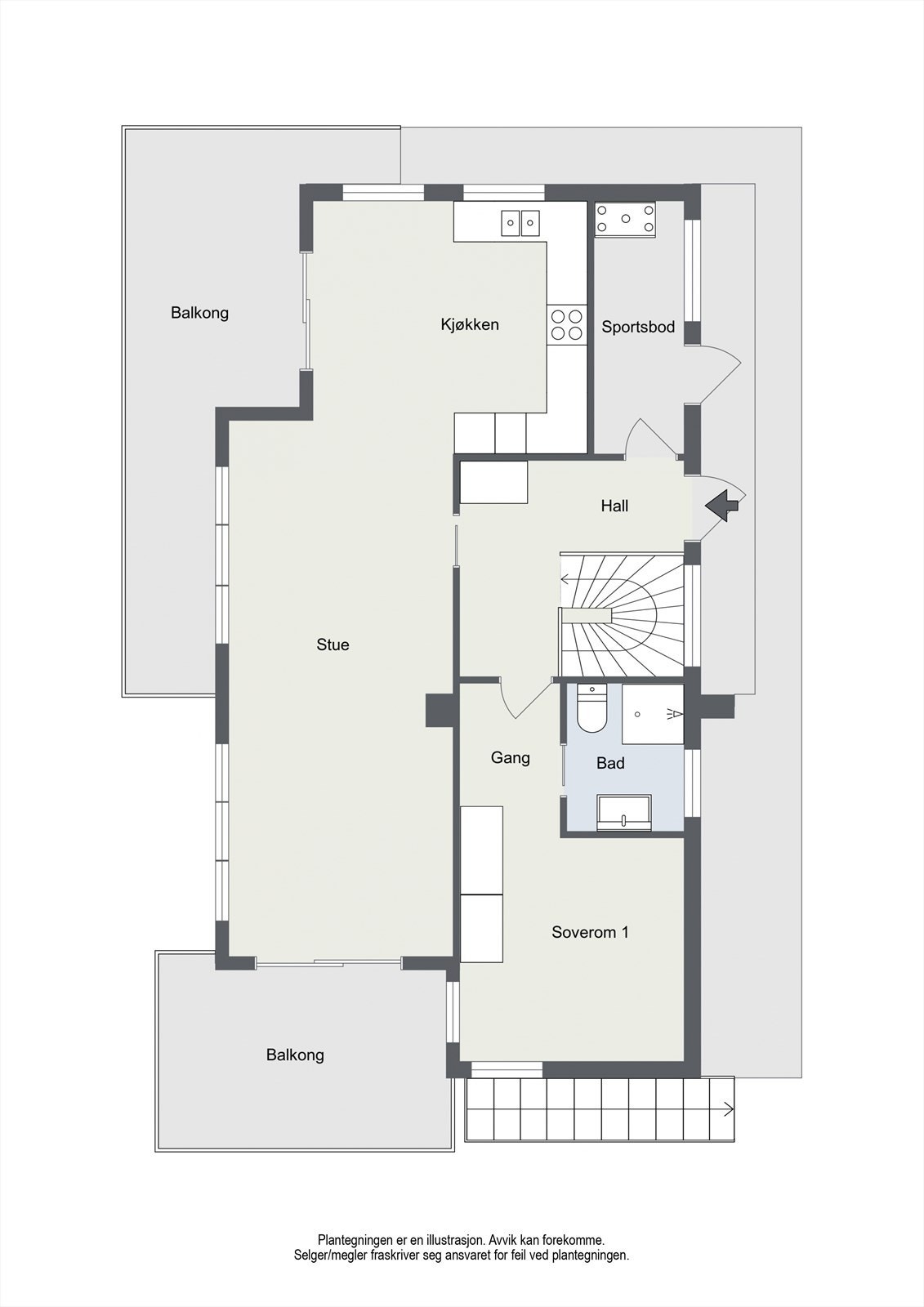 Planskisse 1. etasje. Galleribilde