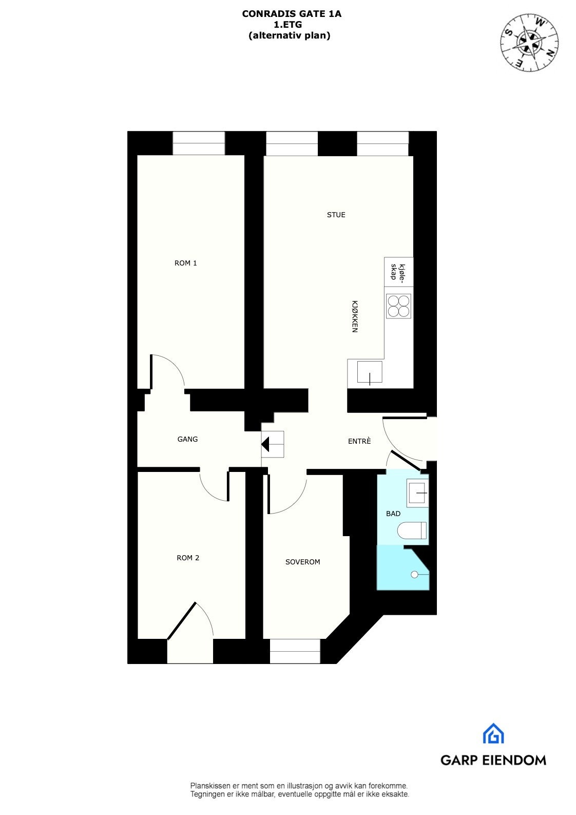 Alternativ plantegning (megler/selger tar ikke ansvar for at det lar seg gjøre) Galleribilde