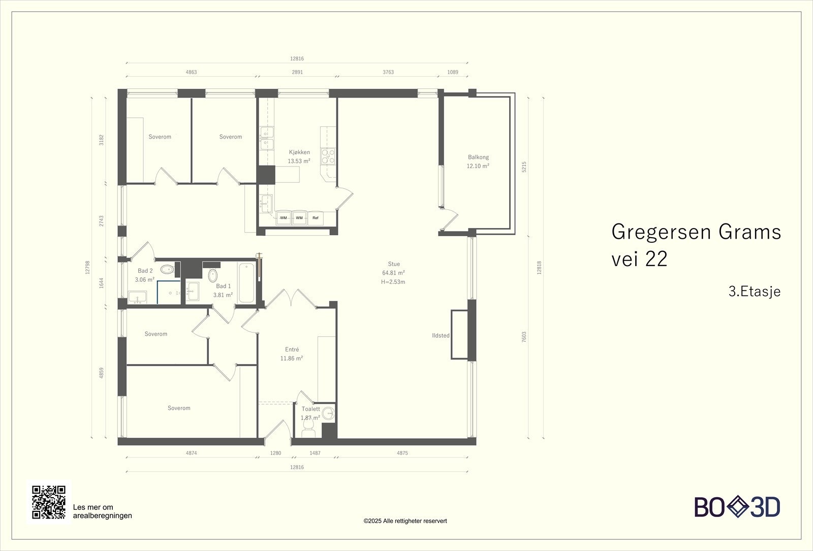 Opprinnelig planløsning Gregers Grams vei 22. Galleribilde