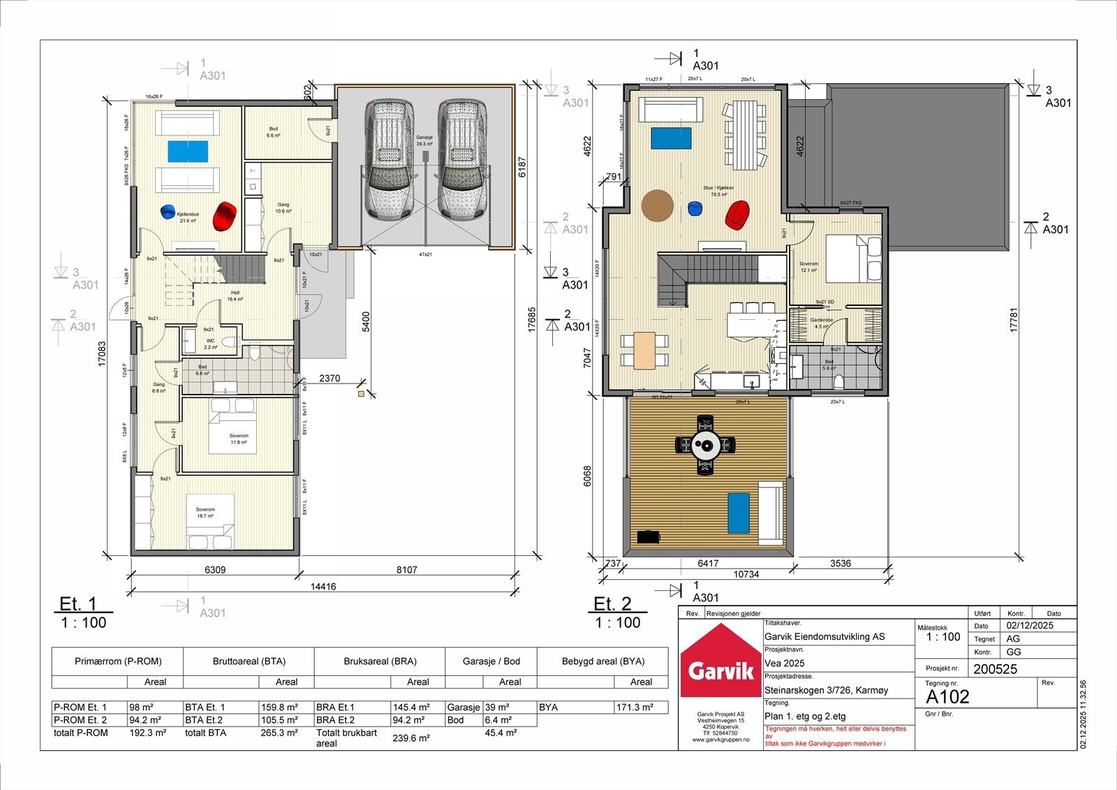 Plantegning Steinarskogen 1 og 2etg Galleribilde