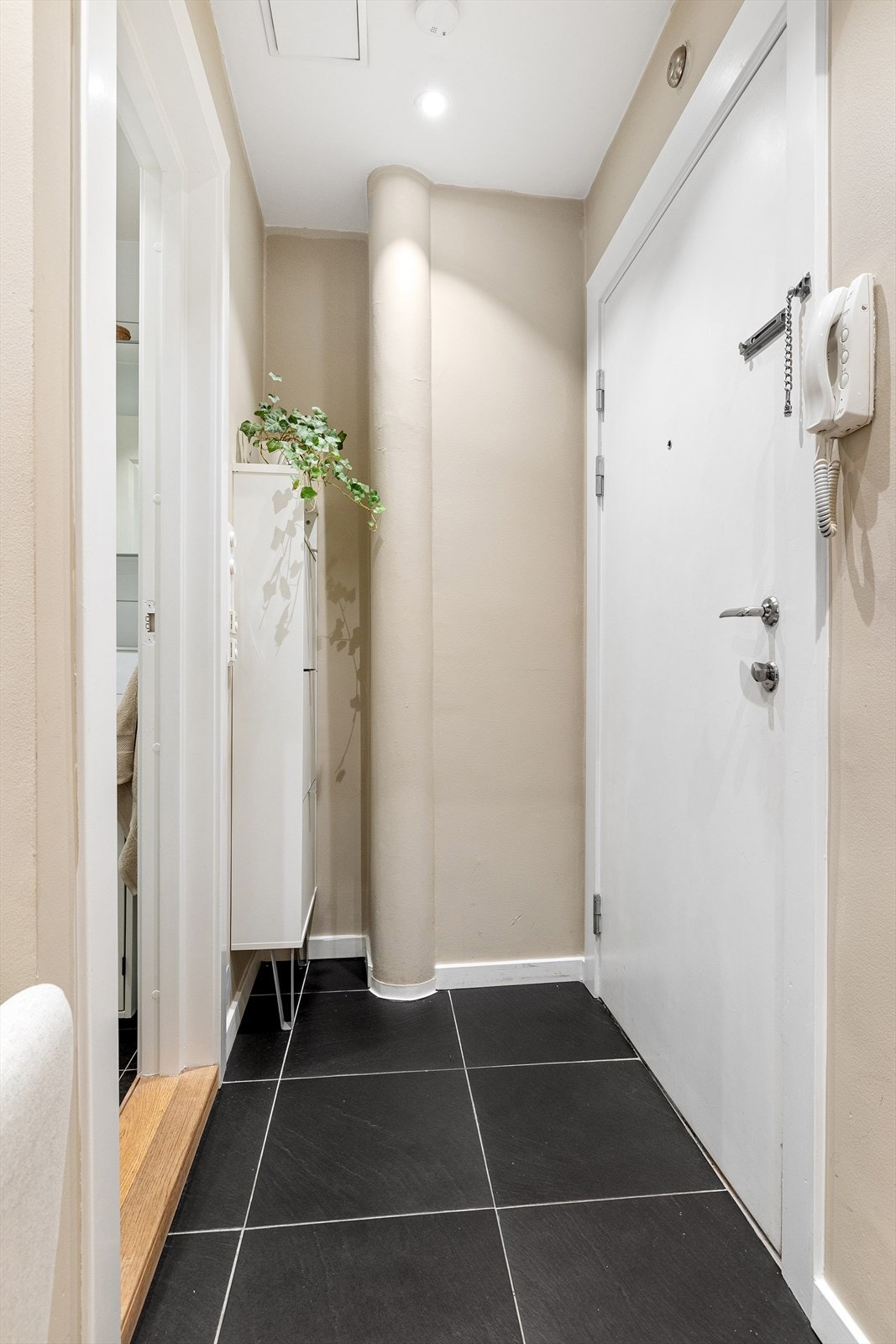 Velkommen inn! I gangen er det plass til knagger for oppbevaring av yttertøy. Galleribilde