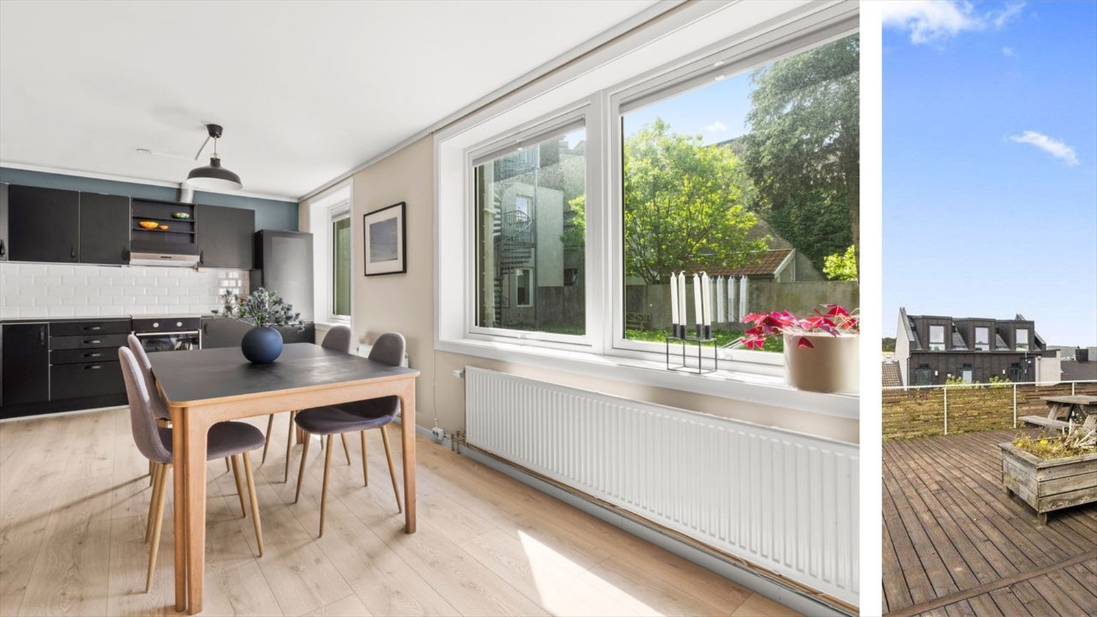 Velkommen til Dronningens gate 77 - En lys og hyggelig 3-roms eierleilighet med god planløsning over 2 etasjer, sentral beliggenhet i Kvadraturen, tilbaketrukket bakgård med felles takterrasse og hage Galleribilde