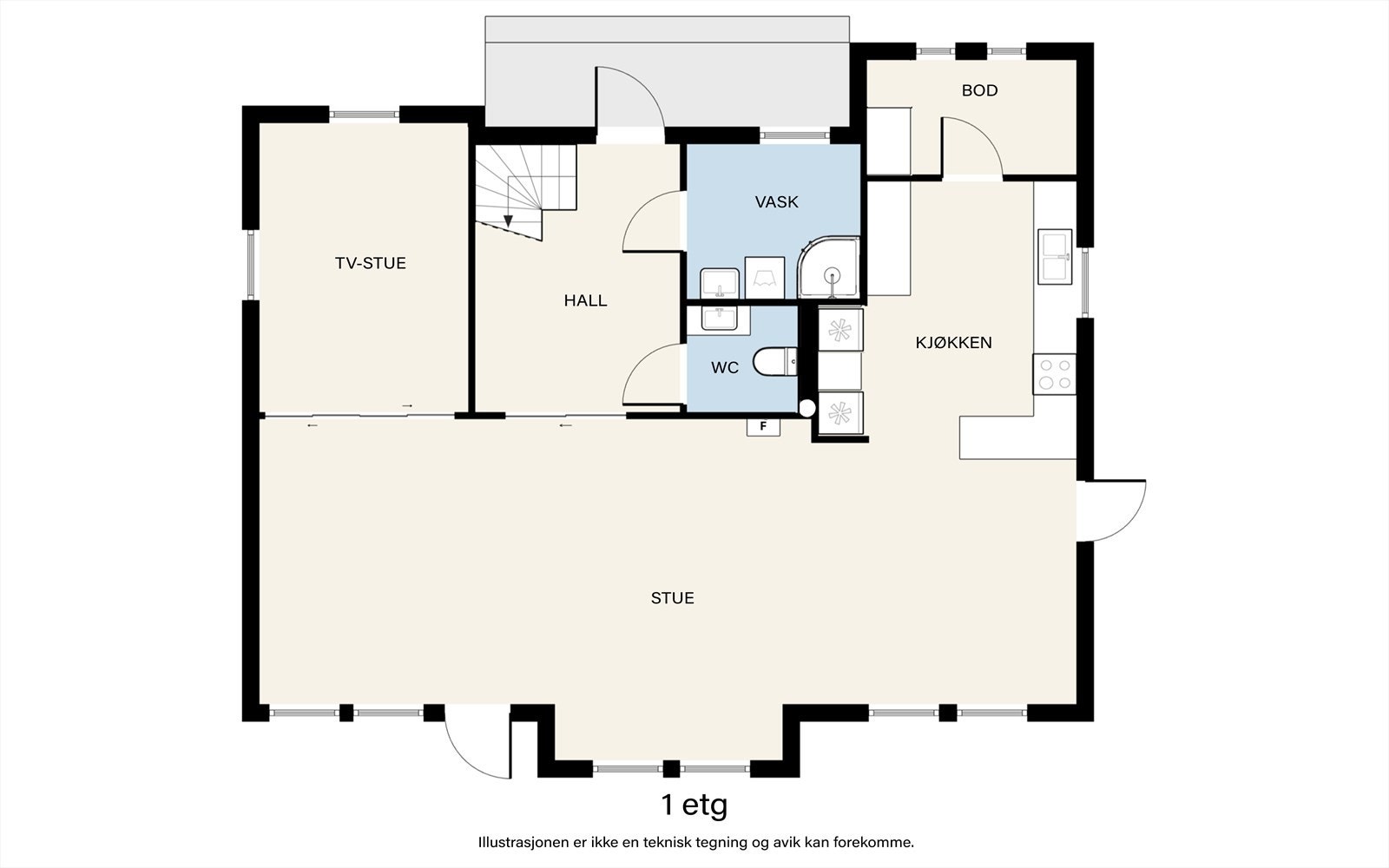 Plantegning 1. etasje Galleribilde