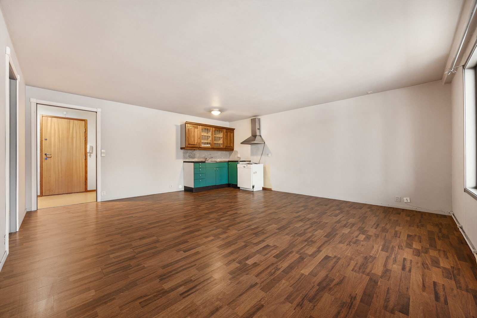 Stuen og kjøkkenet danner et stort, åpent rom med mange møbleringsmuligheter. Galleribilde