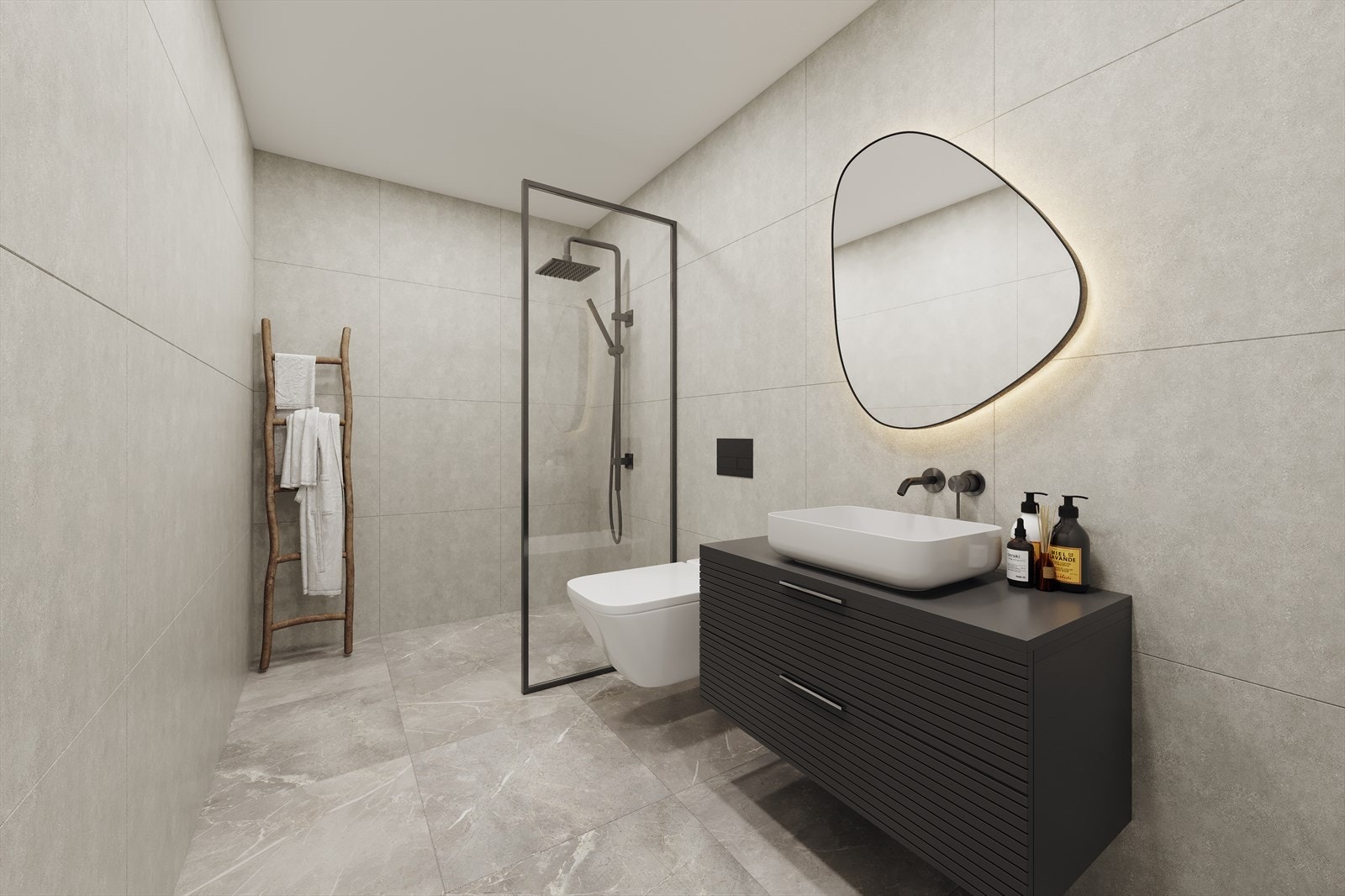 Badet kan forvandles til en stilren sone, som vist i denne illustrasjonen. Galleribilde