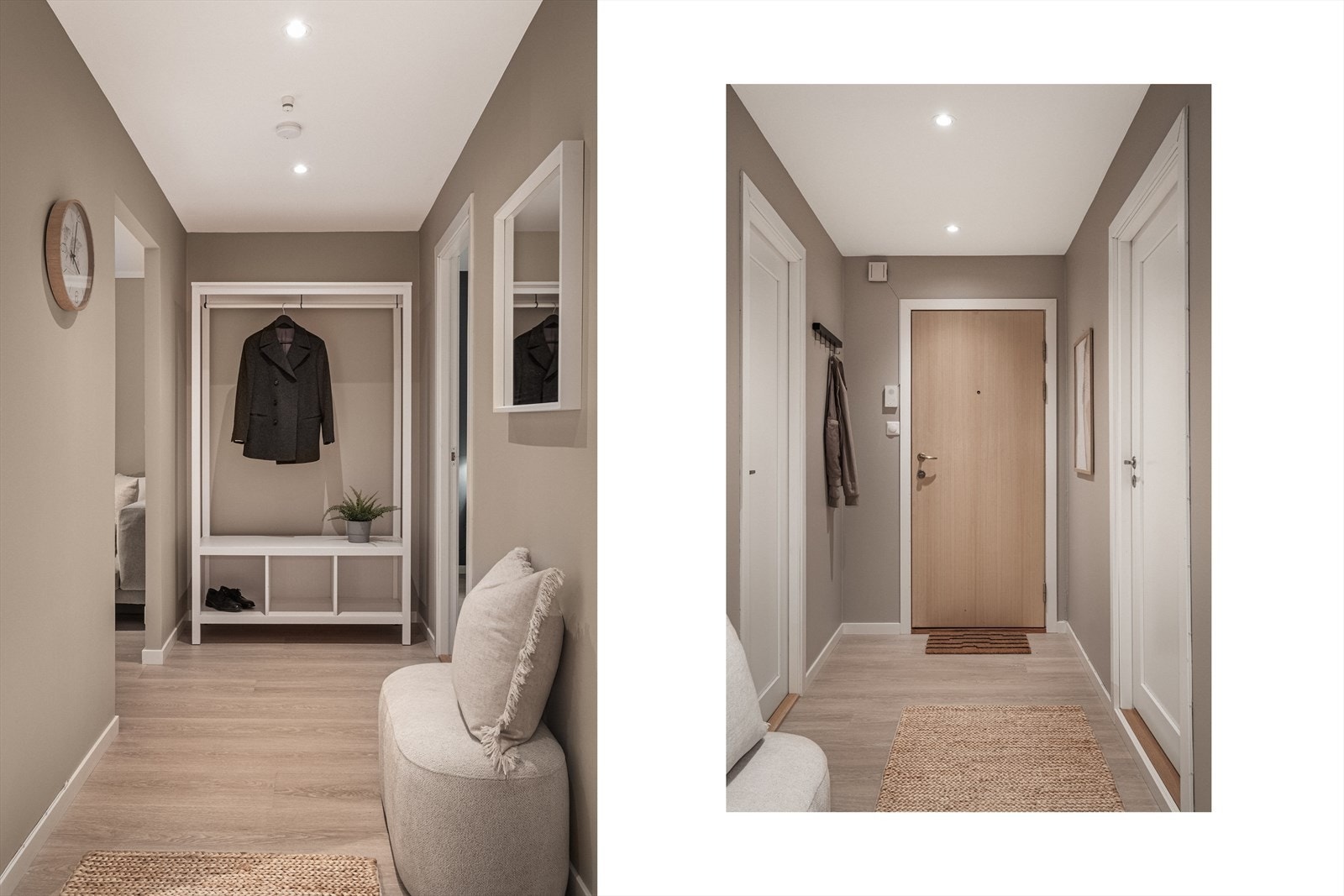 Boligen ønsker deg velkommen med en trivelig og romslig entre, med gode oppbevaringsmuligheter. Galleribilde