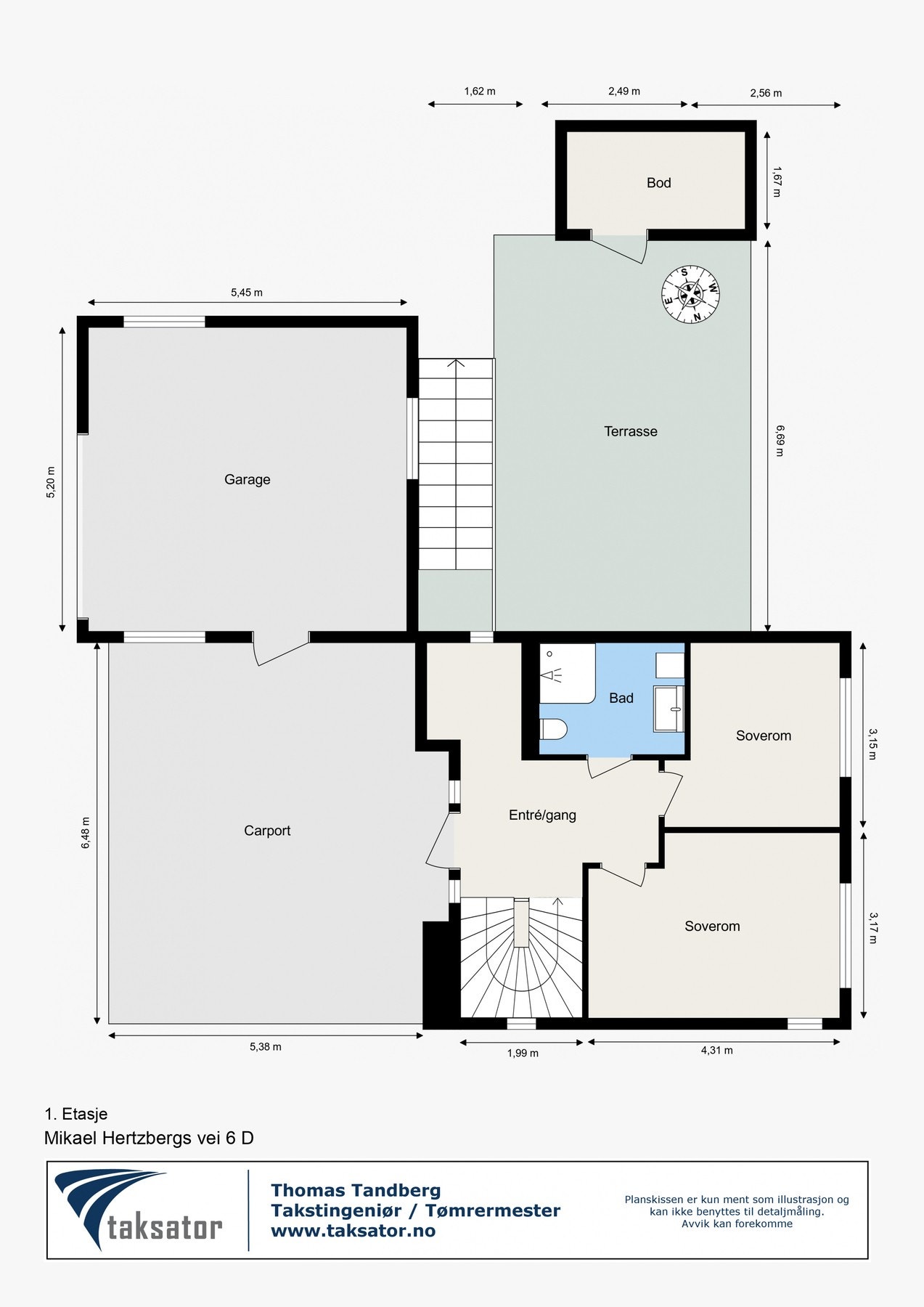 FØRSTE ETASJE: Entré/gang, to soverom og baderom Galleribilde