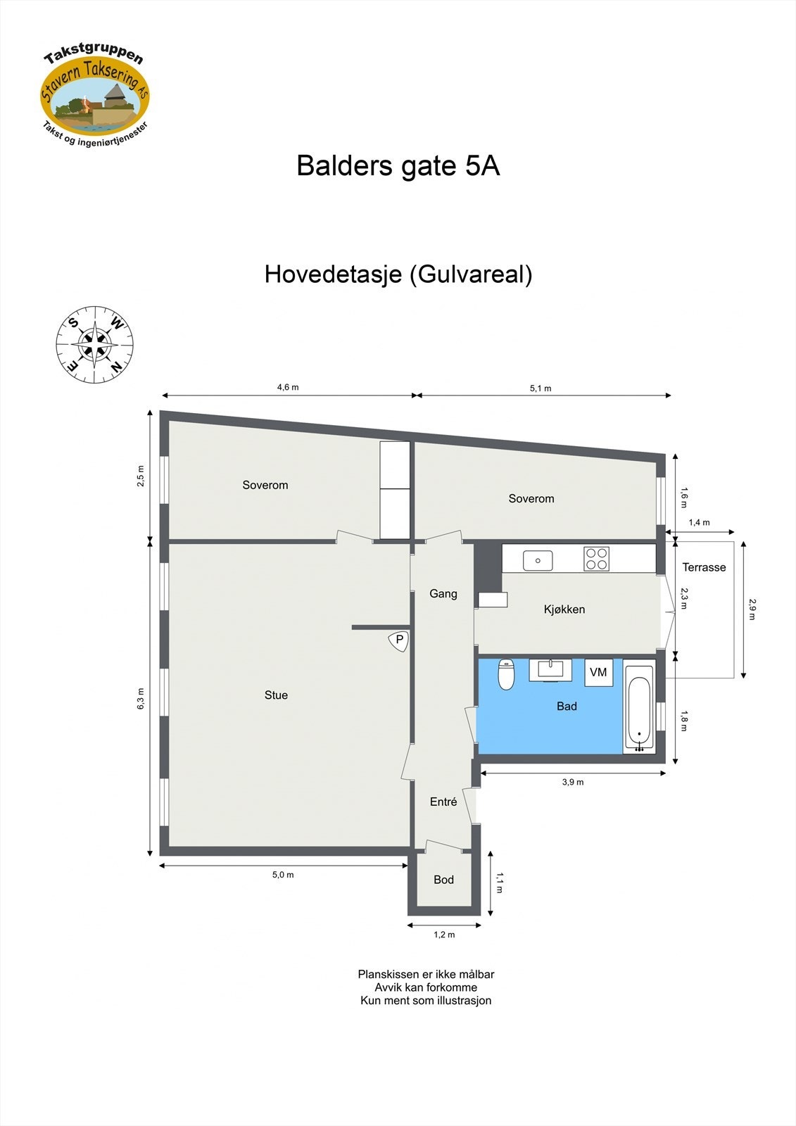 Takstmanns planskisse (avvik kan forekomme) Galleribilde