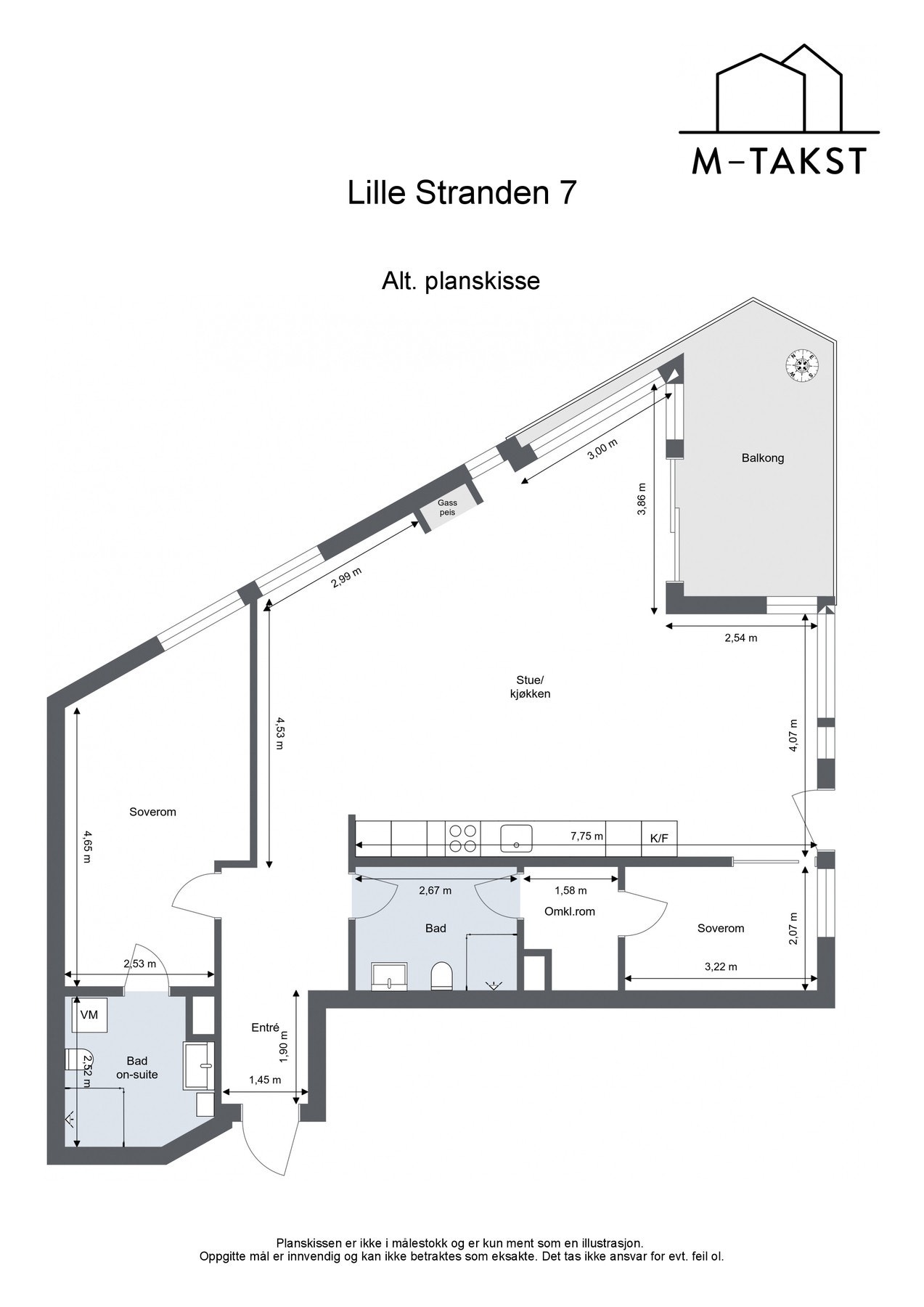 Alternativ planskisse med to bad en-suite Galleribilde
