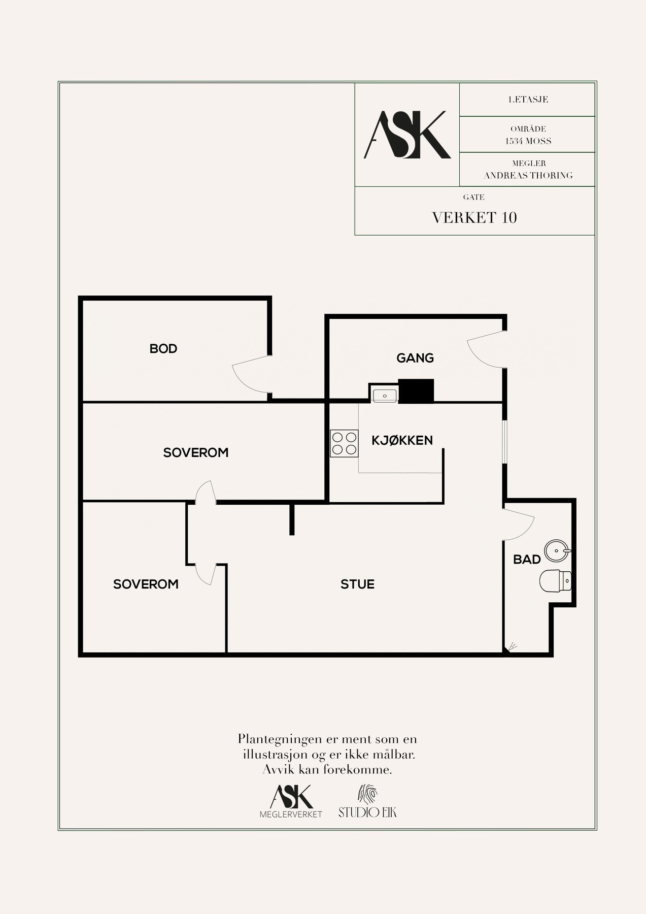 Plantegning - den aktuelle boligen er på et plan Galleribilde