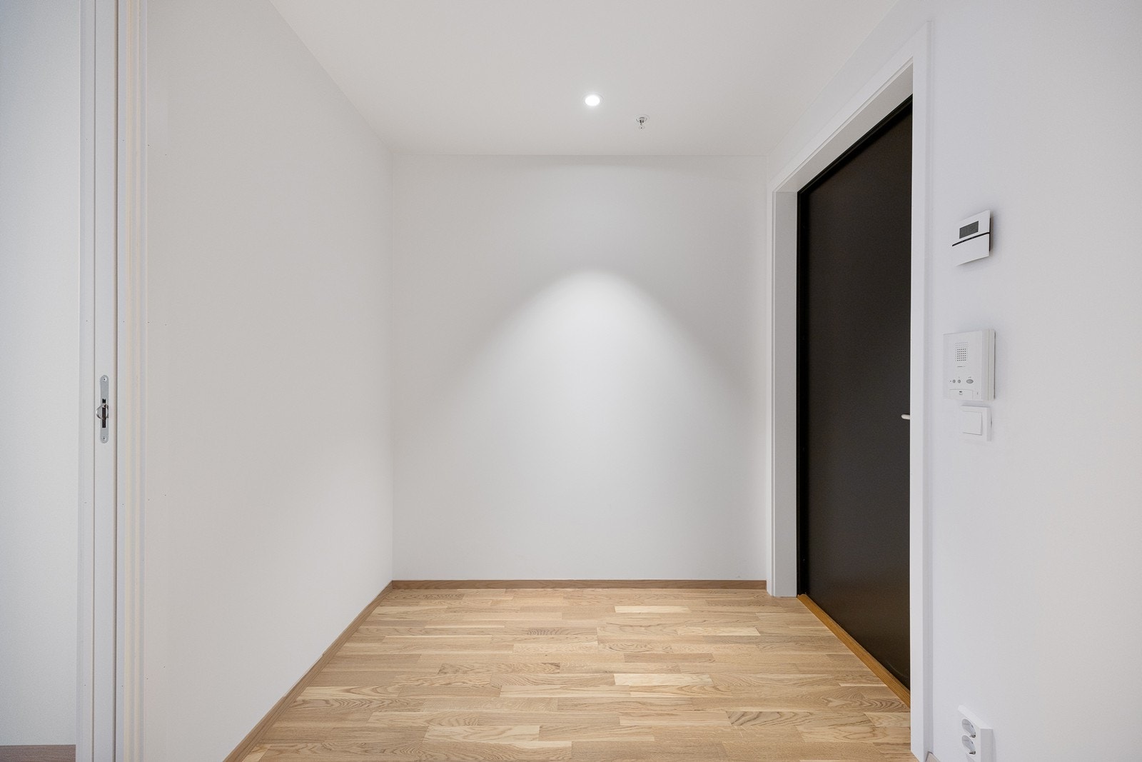 Downlightsbelysningen i taket er praktisk i entreen. Galleribilde