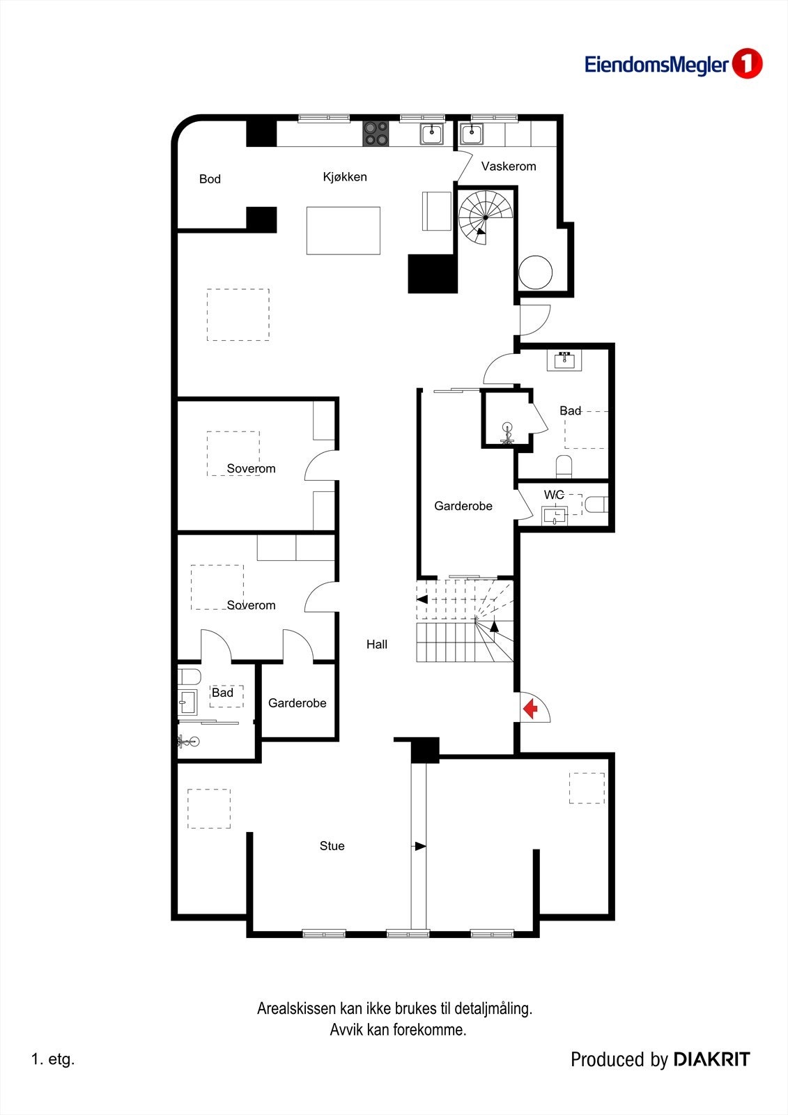 Plantegning hovedetasje. Galleribilde