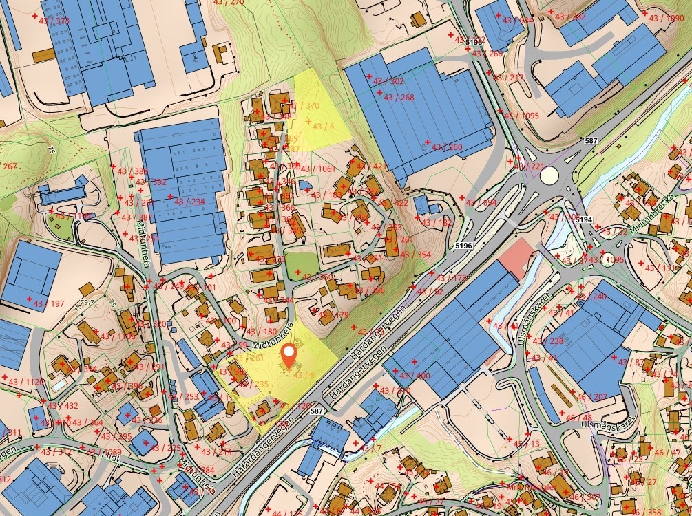 Oversiktsbilde fra norgeskart som viser to teiger som Galleribilde