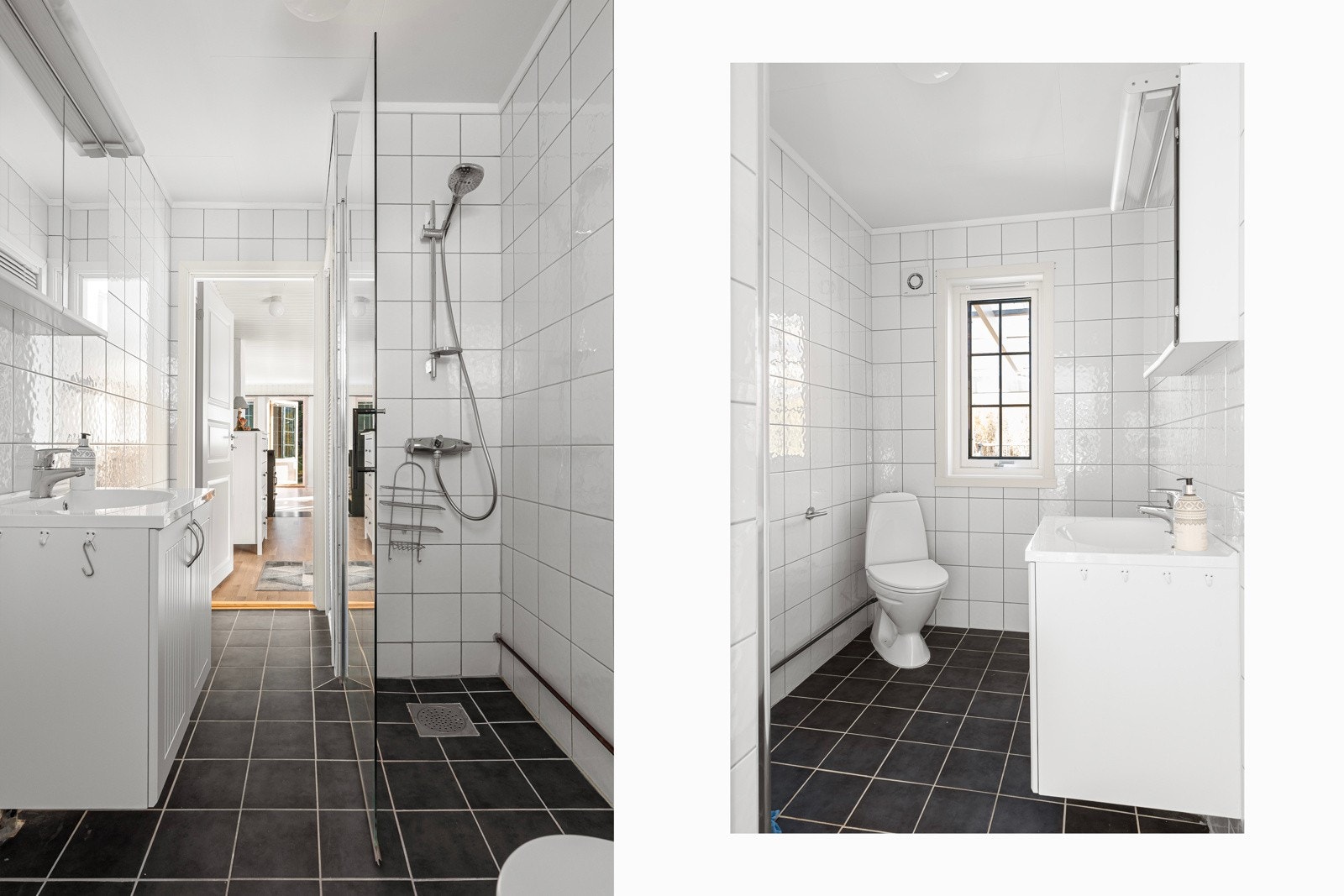 Innbydende baderom med flis og varme i gulv.