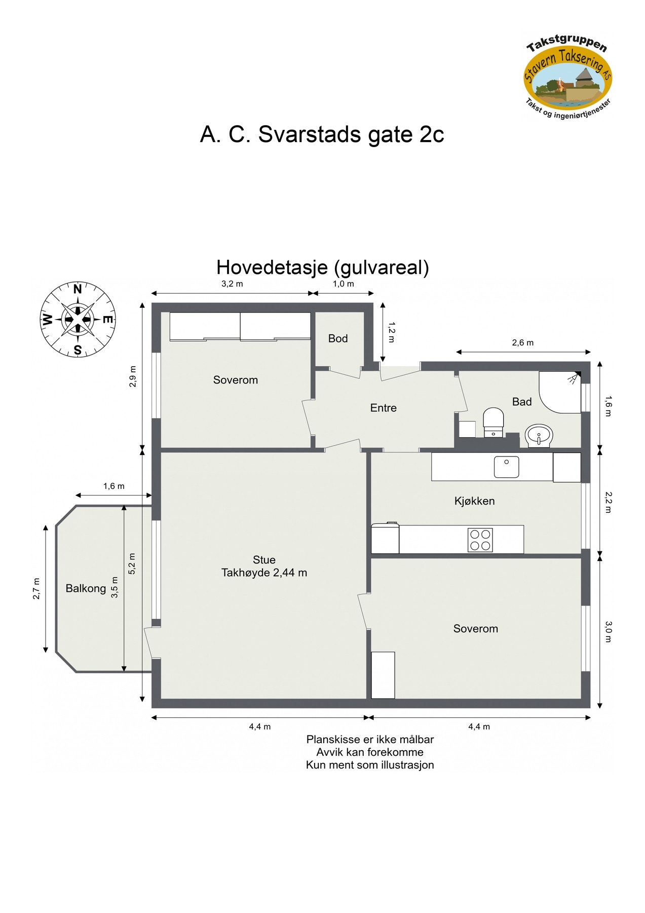 For en ekstra liten oversikt får du først se plantegningen over leiligheten. Galleribilde