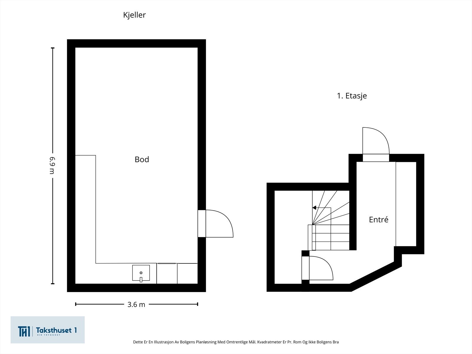 Plantegning 1. etasje og kjeller. Galleribilde