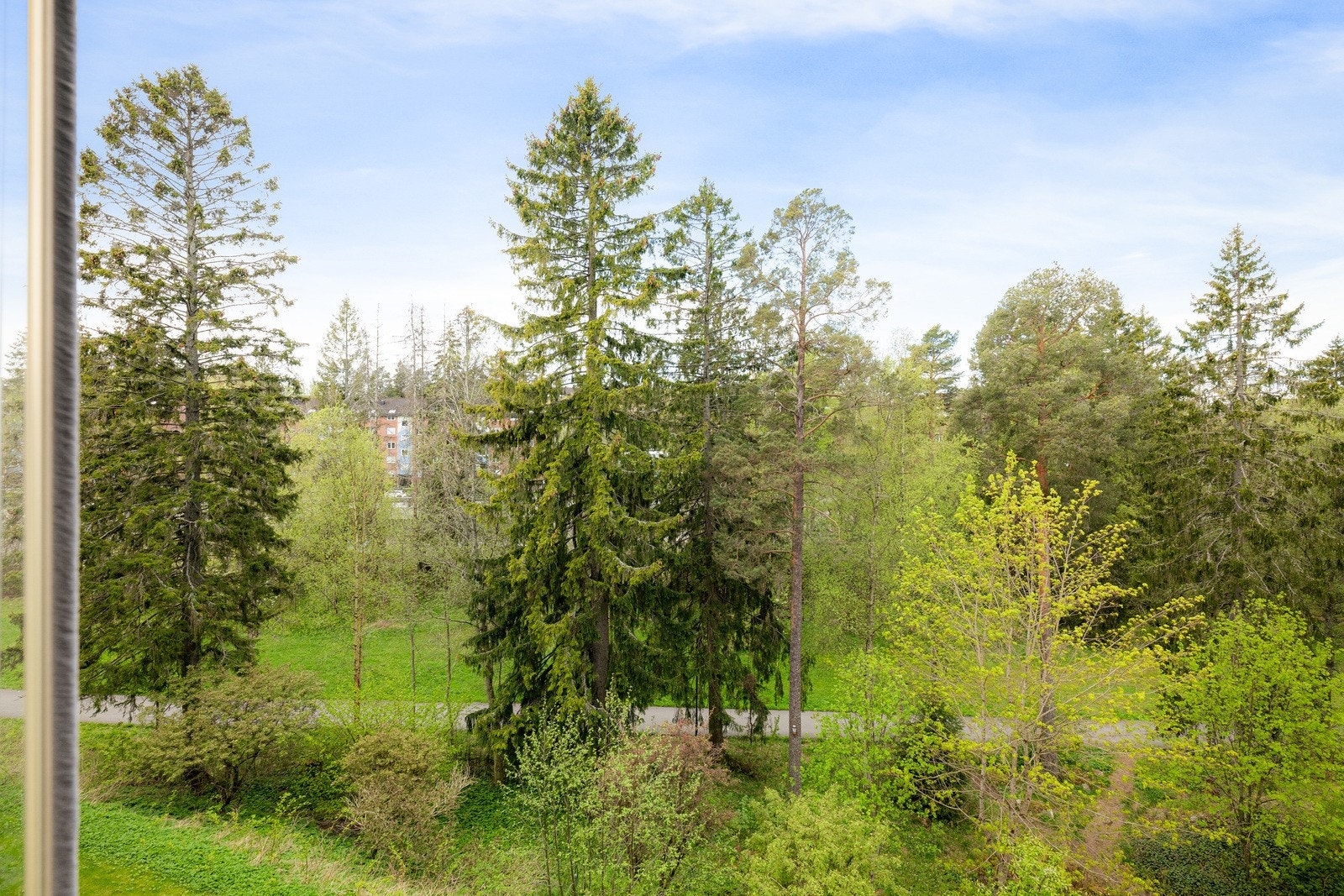Fra leiligheten har man utsikt mot frodige grøntområder. Galleribilde