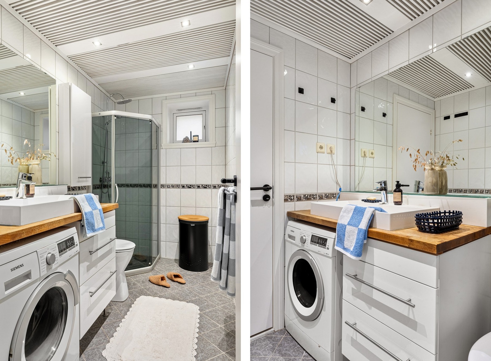 Det er innredet med servant med over- og underskap, dusj og toalett. Galleribilde