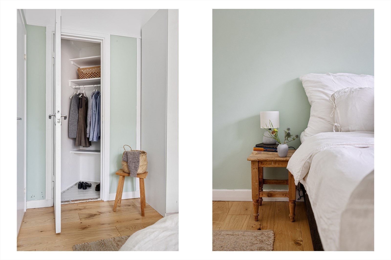 Plassbygget garderobeskap gir rikelig med oppbevaringsmuligheter til klær og andre personlige eiendeler Galleribilde