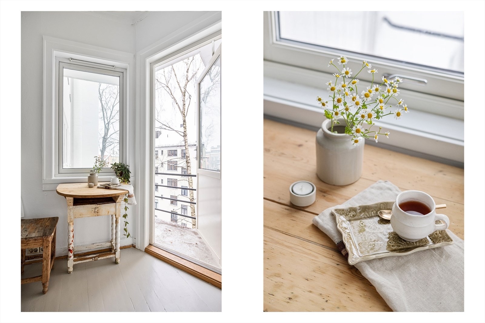 Det er en flott brann balkong med utgang fra kjøkken Galleribilde