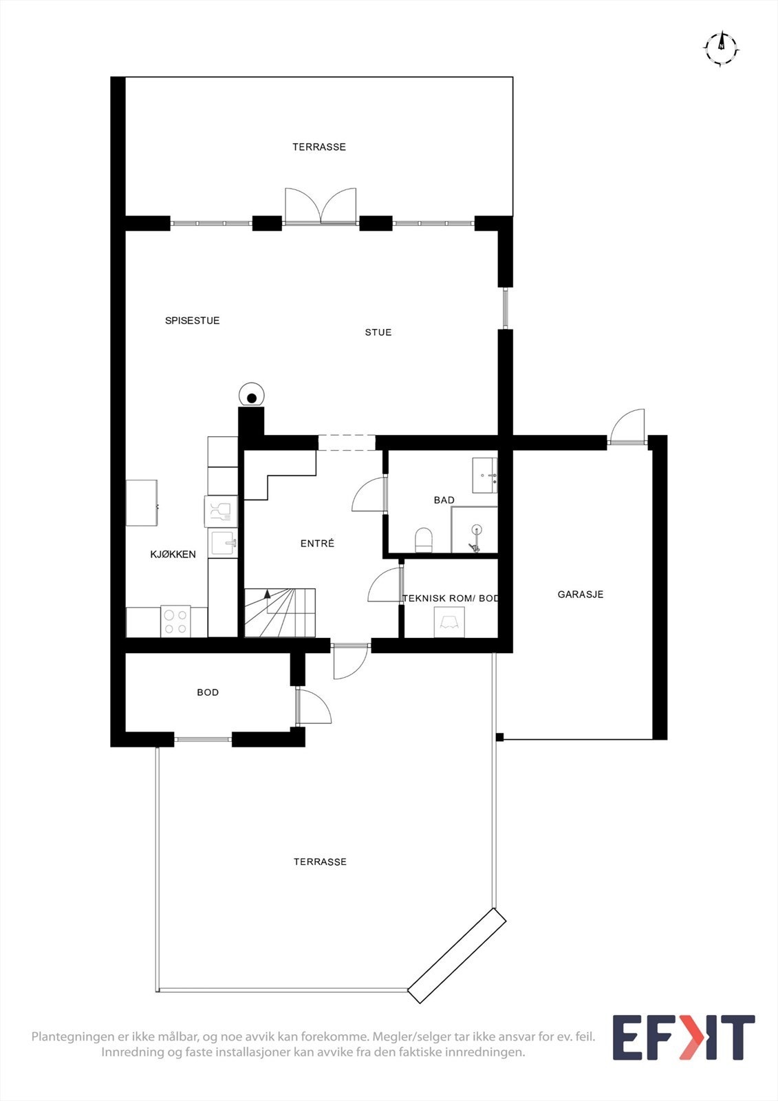 Første etasje består av stue, kjøkken, bad og vaskerom. Galleribilde