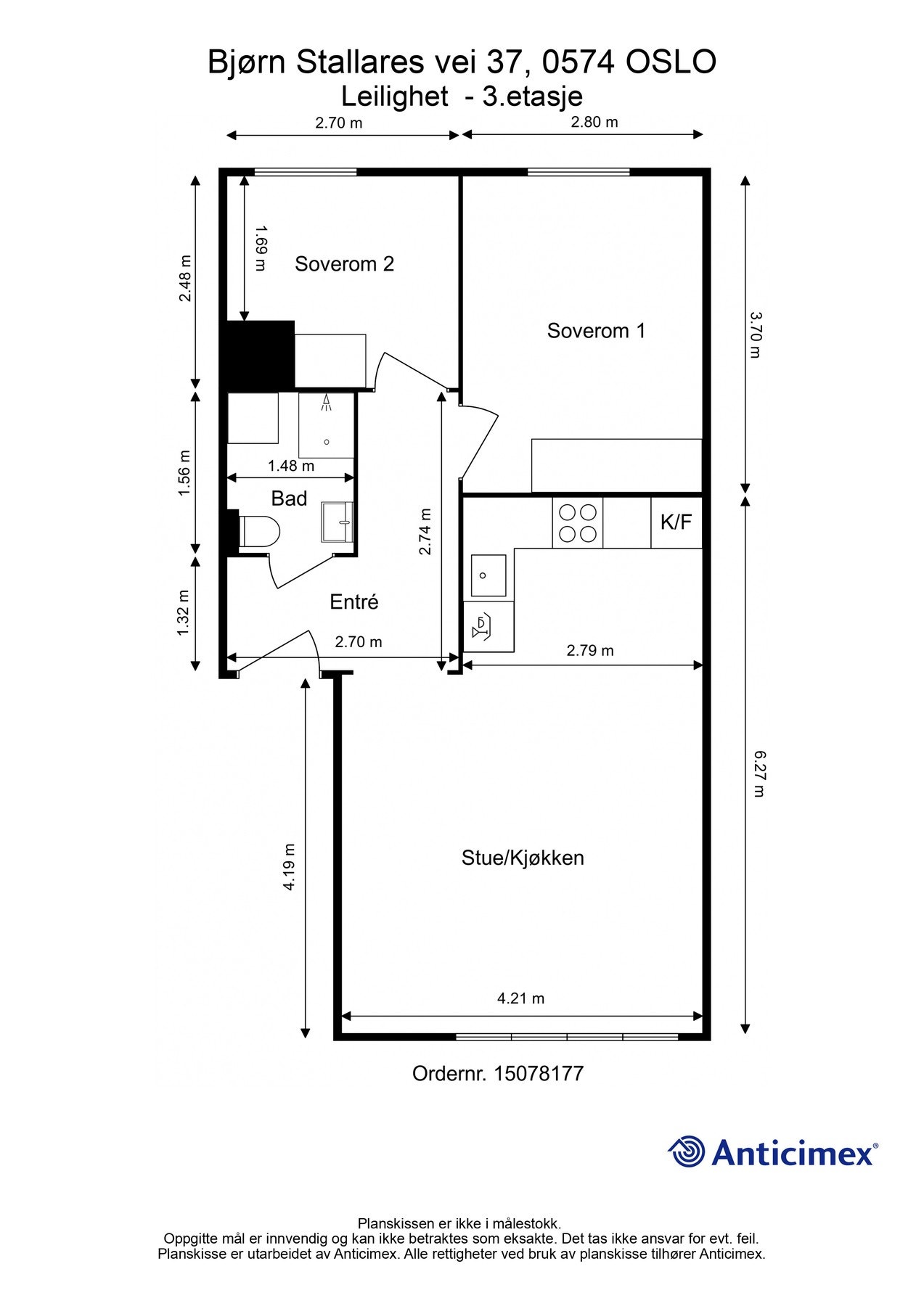 Før vi blar videre ser vi nærmere på boligens planskisse, slik at du får orientert deg litt. I tillegg til innvendig areal, disponerer boligen en kjellerbod på 4 kvm. Galleribilde