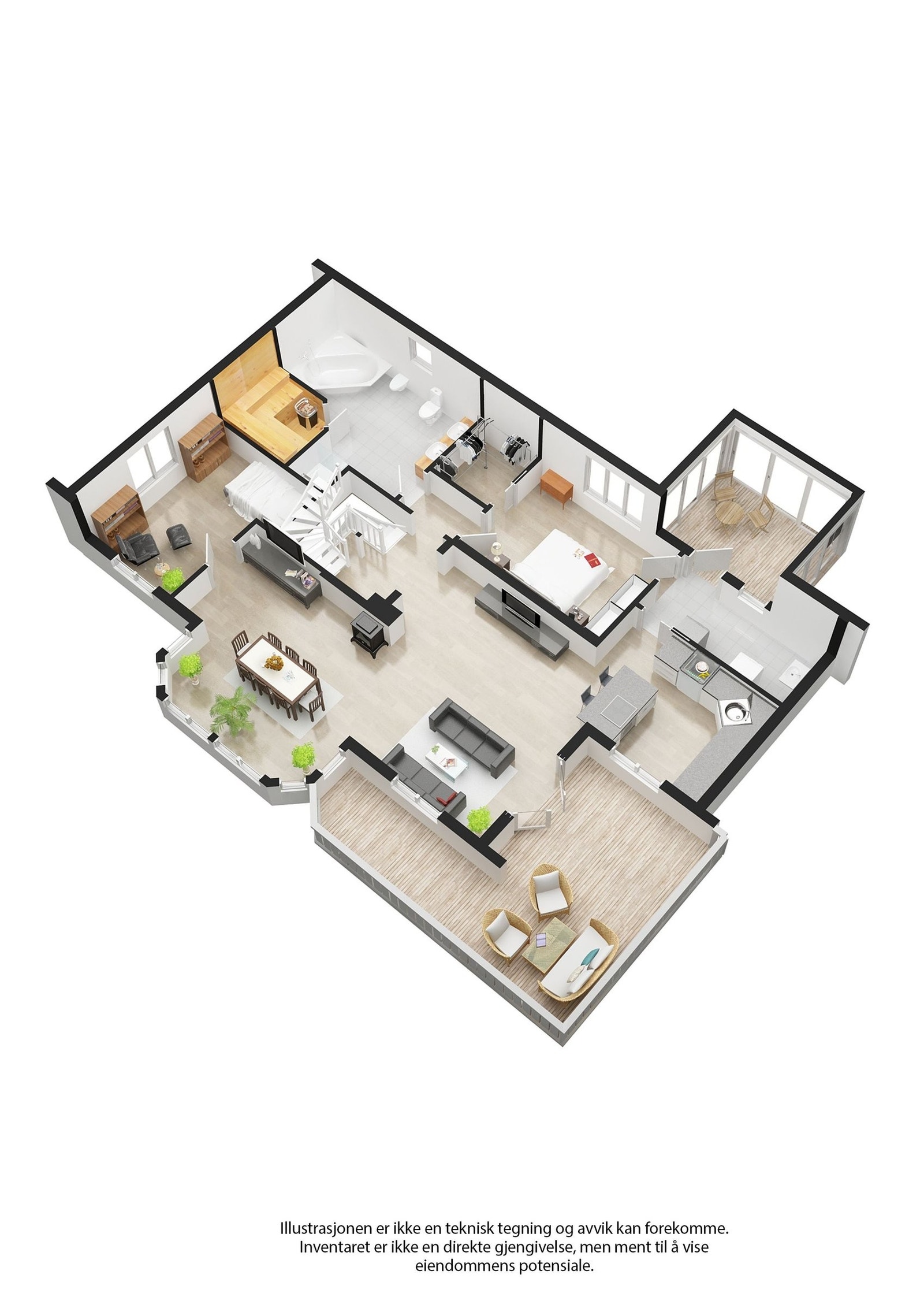 2.Etasje plantegning 3D Galleribilde