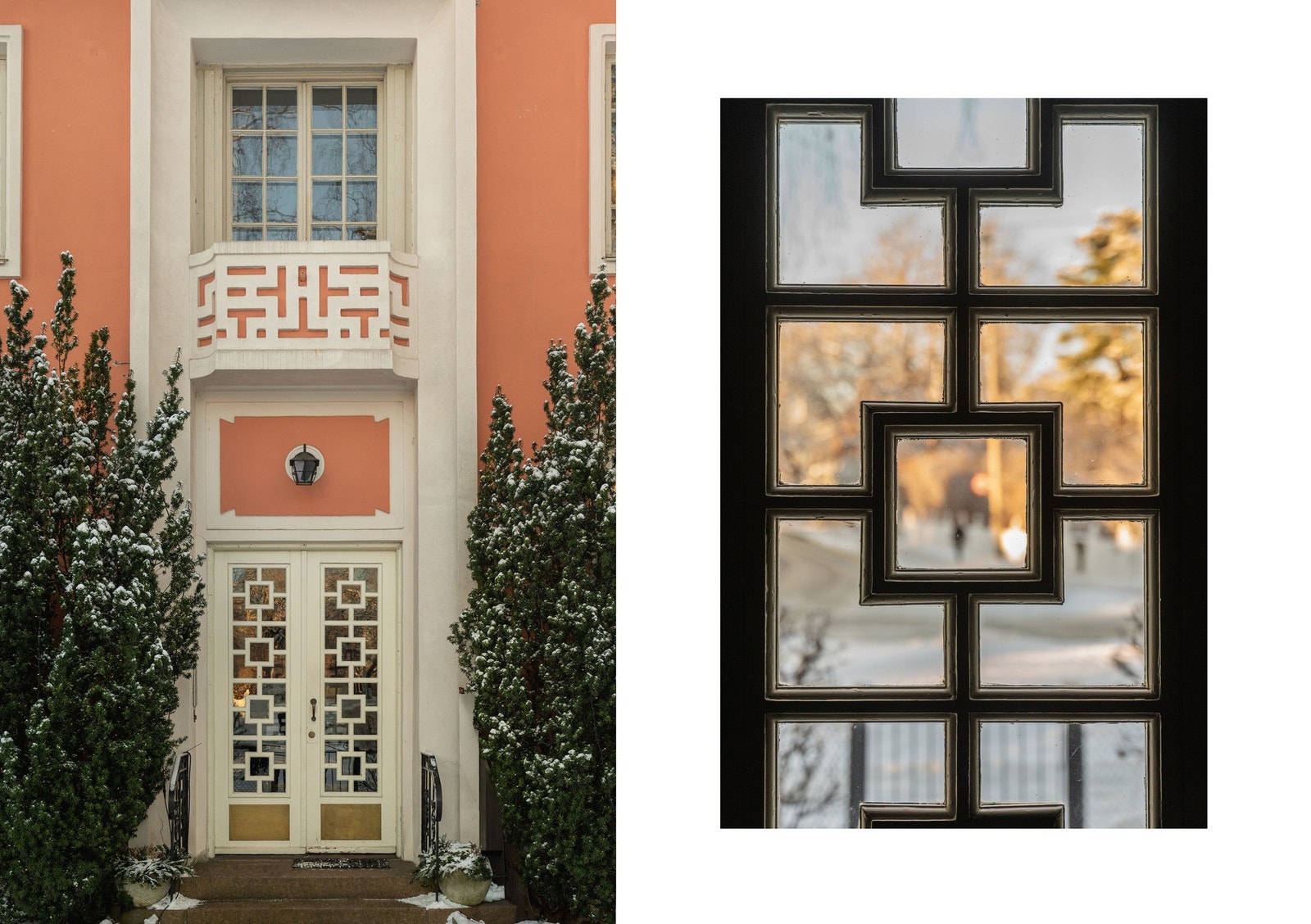 Den originale ytterdøren har innslag av Art Deco detaljer. Galleribilde