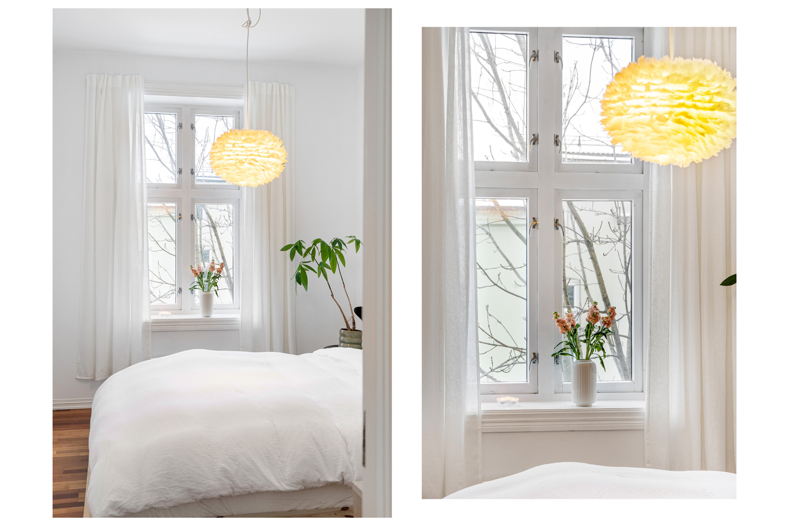 Det store vinduet sørger for rikelig med naturlig lys og gir et hyggelig utsyn, samtidig som rommet oppleves lyst og luftig. Galleribilde