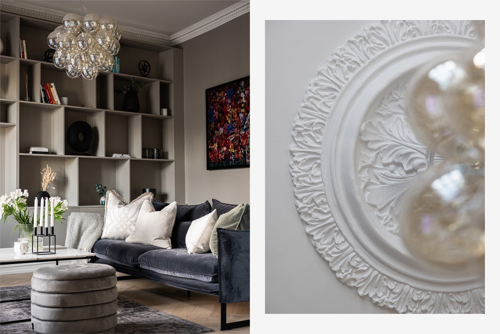 Moderne innredning og klassisk sjarm i elegant kombinasjon. Galleribilde