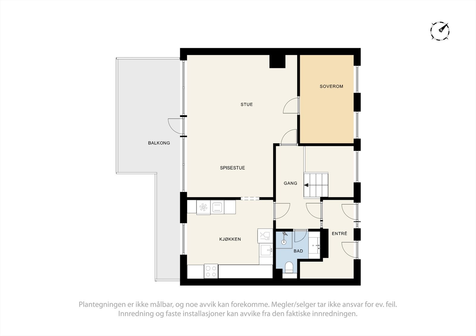 Alternativ planløsning - soverom kan etableres oppe, og stuen er fortsatt romslig Galleribilde