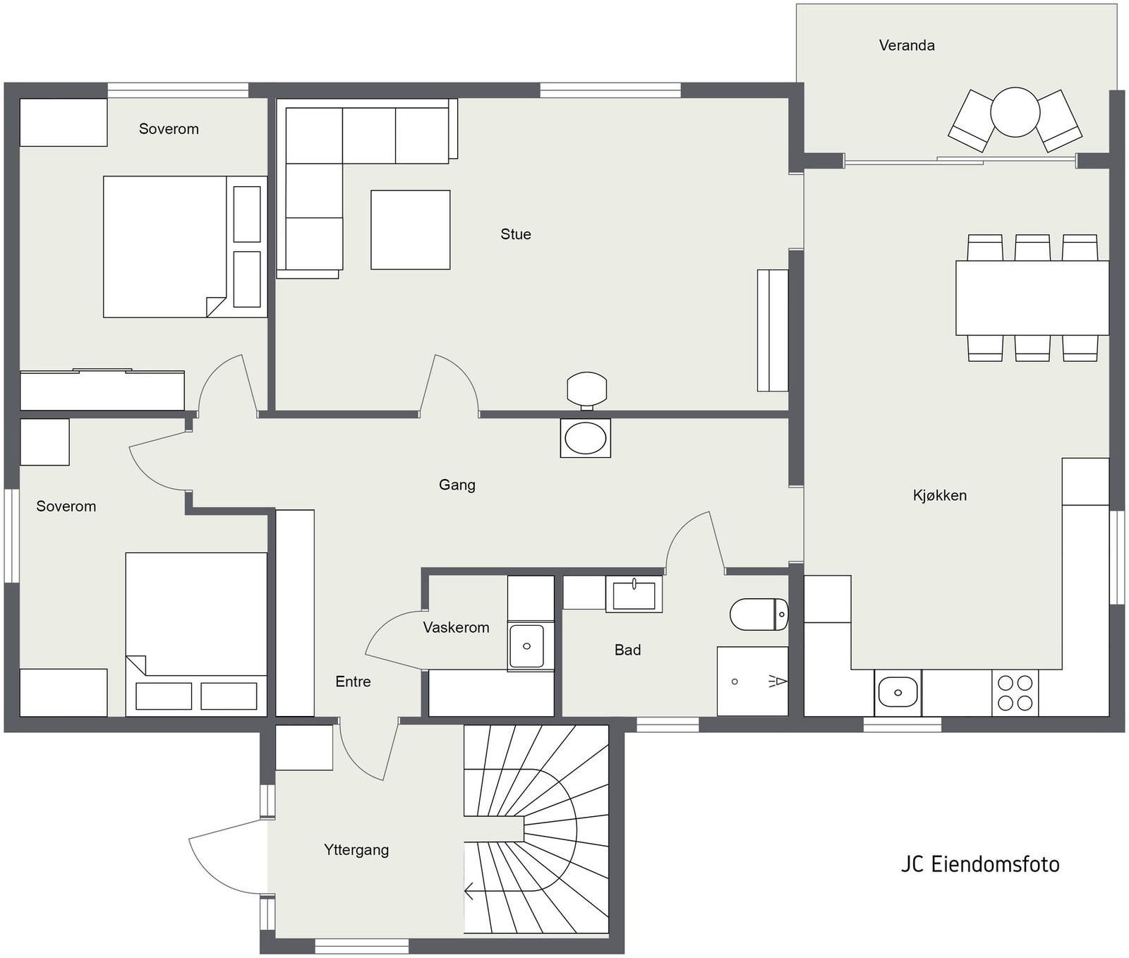 2D Plantegning - 1.etasje. Galleribilde