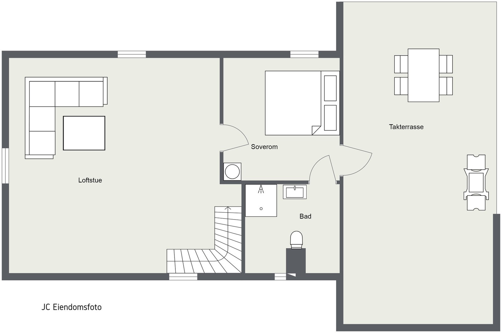 2D Plantegning - Loftsetasje. Galleribilde