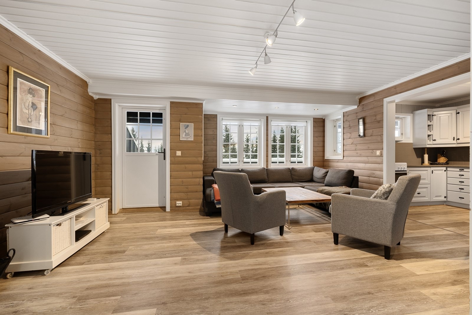 Fra stuen er det direkte utgang til en stor og delvis overbygget terrasse. Galleribilde