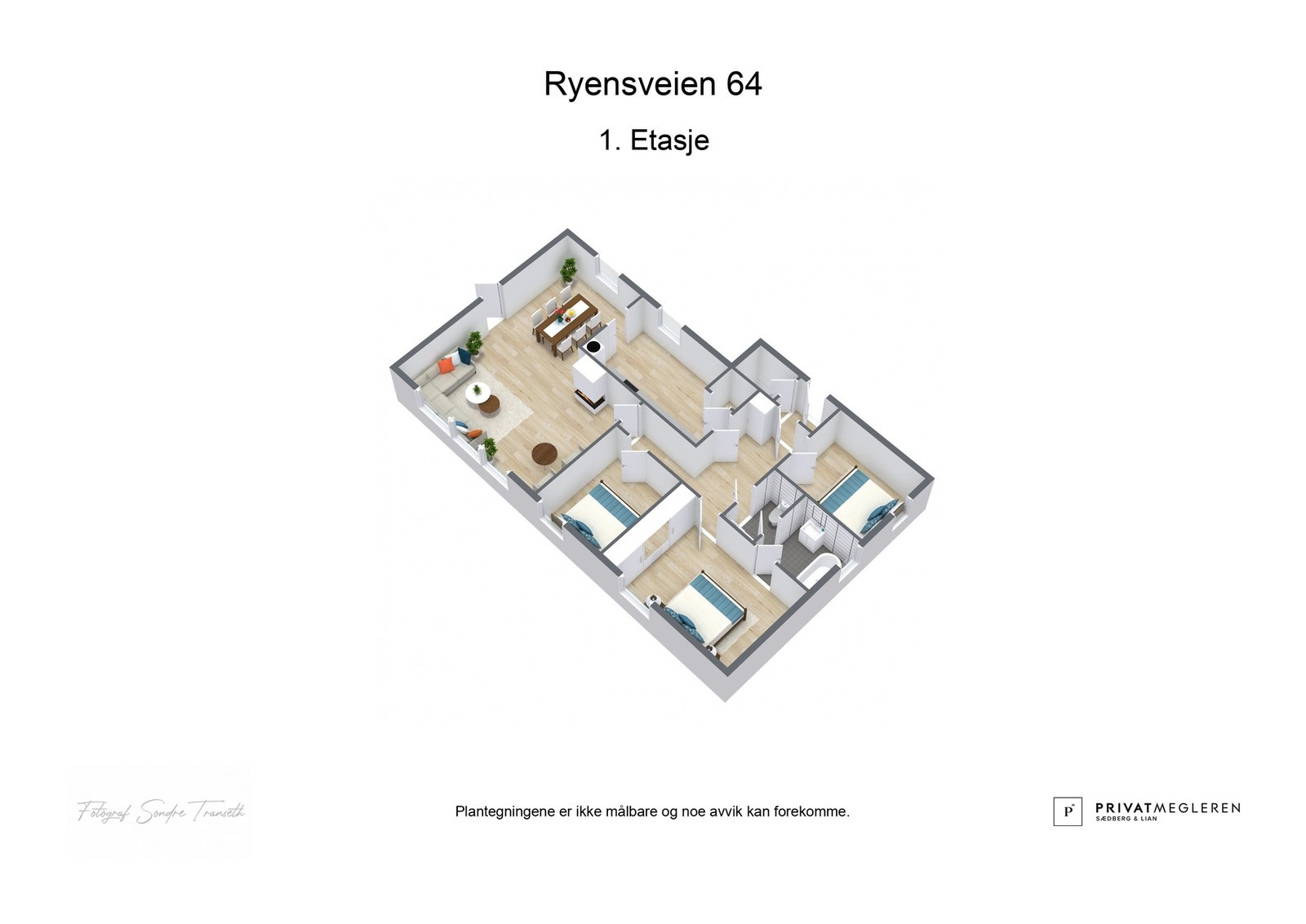 3D plantegning 1.etg. laget av fotograf Galleribilde