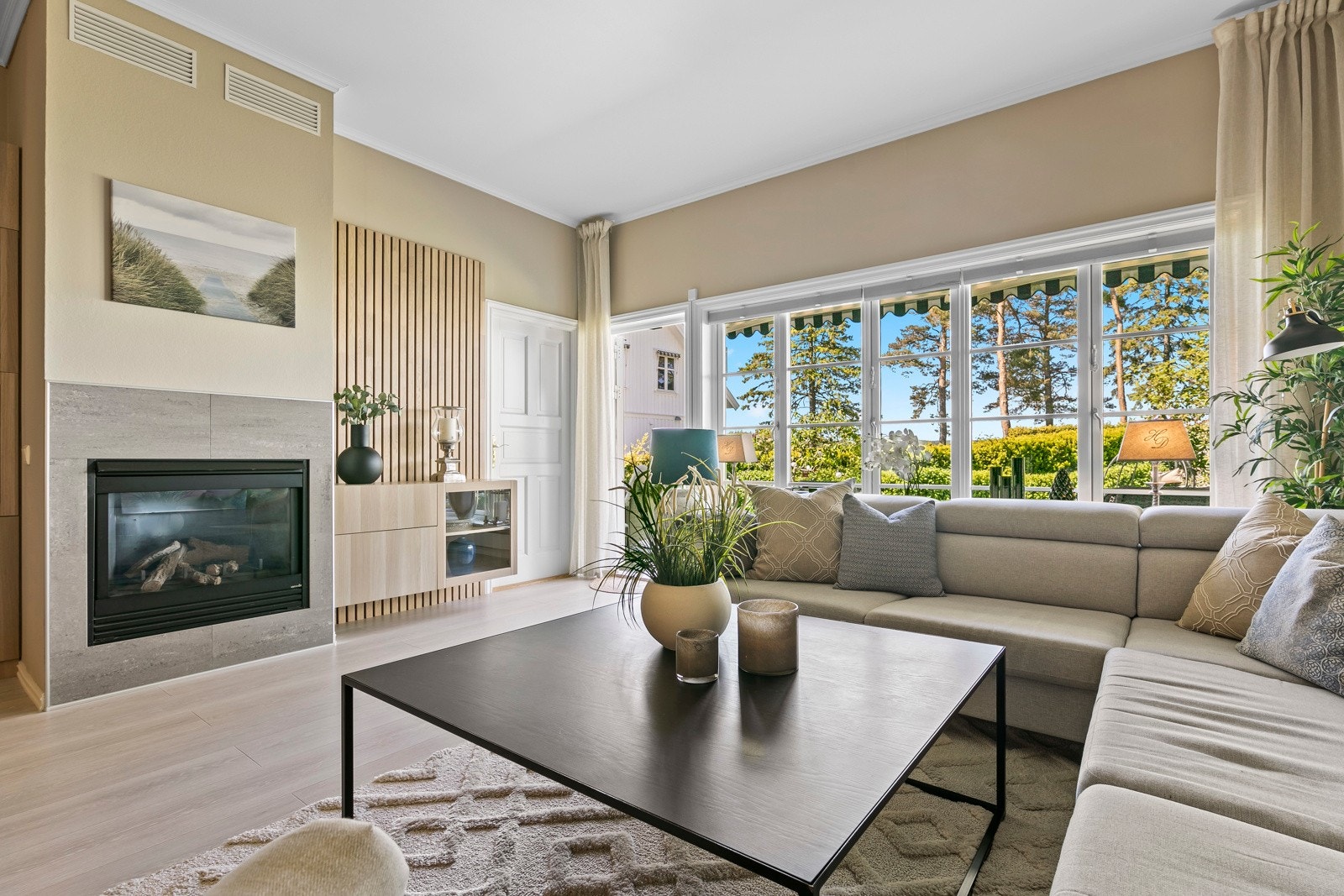 Stue med flott gasspeis Galleribilde