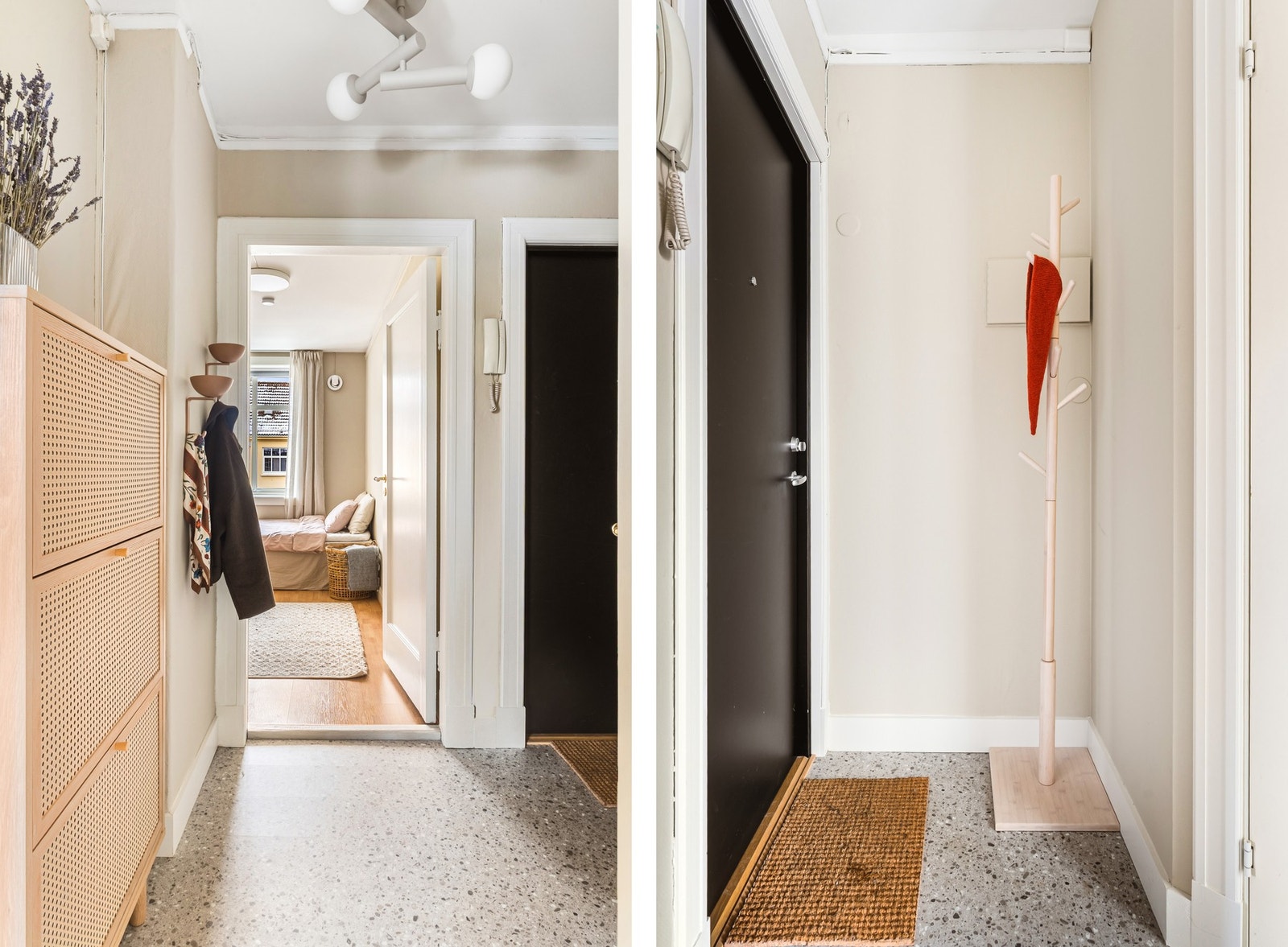 Her er det god plass til å henge fra seg yttertøy. Galleribilde