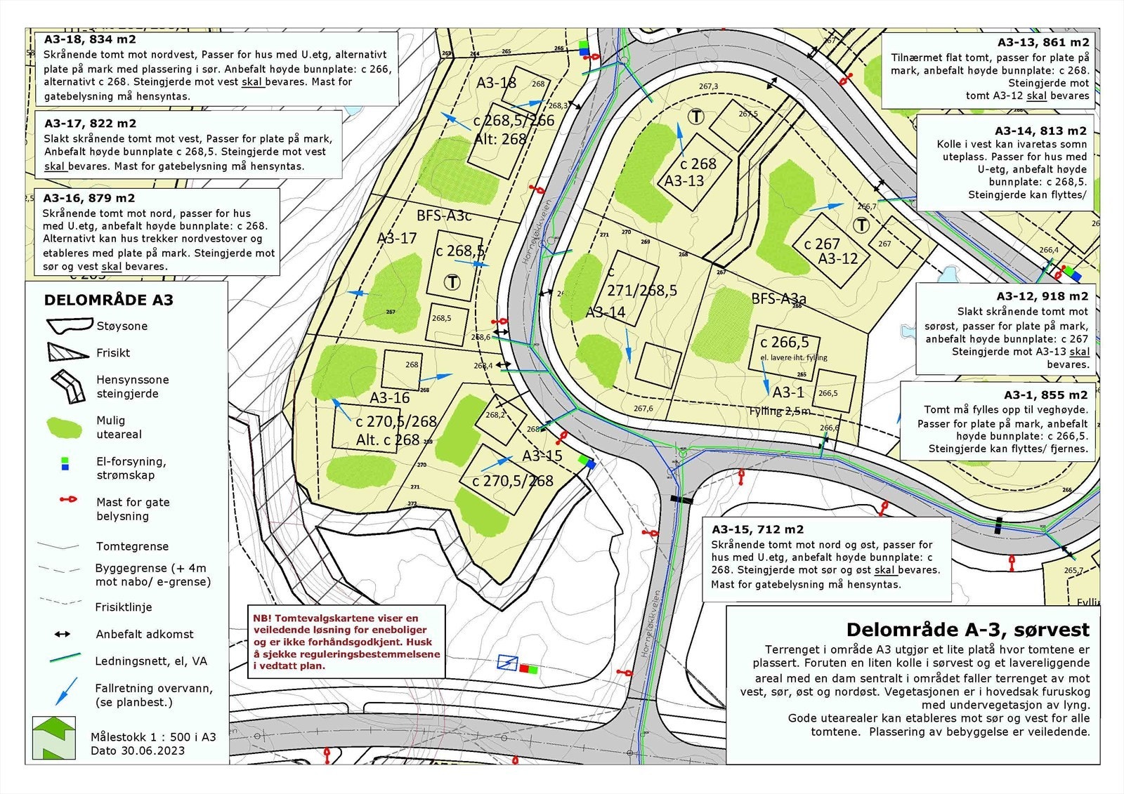 Tomtevalgskart A3 Sørvest. Galleribilde