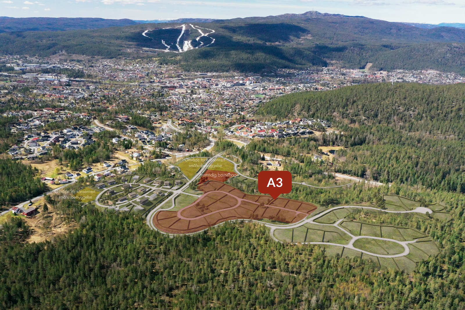 Oversiktsbilde der A3 feltet er markert. Galleribilde
